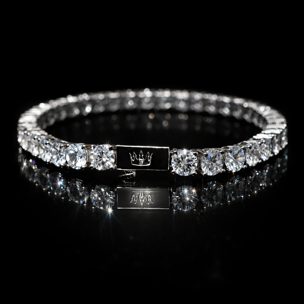 ARGENTO TENNIS BRACCIALE UOMO DONNA ZIRCONI BIANCHI BRILLANTI MODA ORO E SILVER ARGENTO TENNIS BRACCIALE UOMO DONNA ZIRCONI BIANCHI BRILLANTI MODA ORO E SILVER