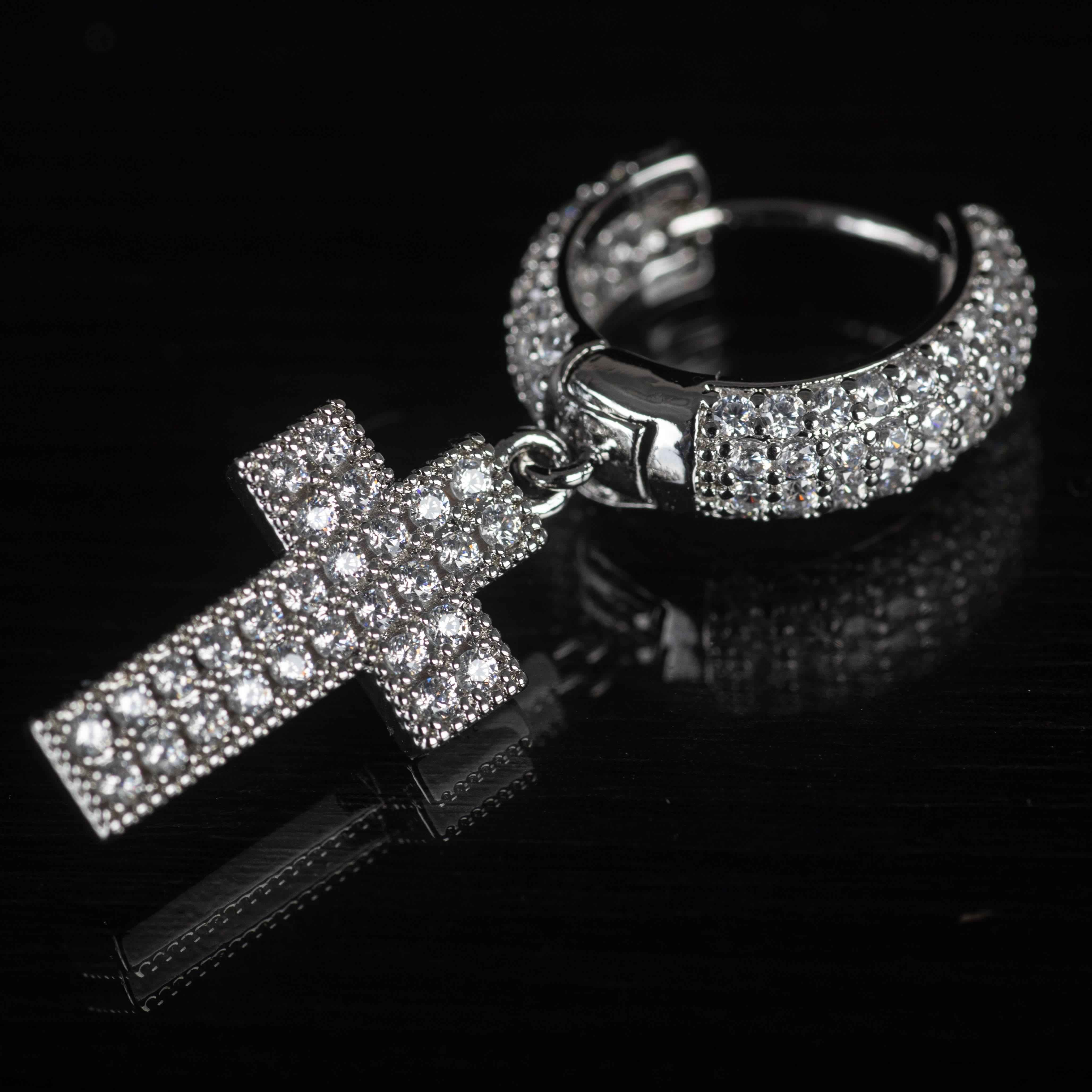 Orecchini Croce Luxury Rhodium - Preziosi Milano