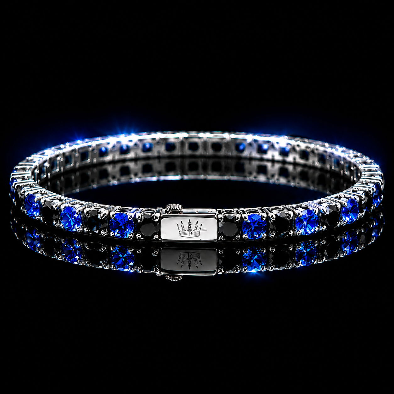 Bracciale Tennis Nero Azzurro
