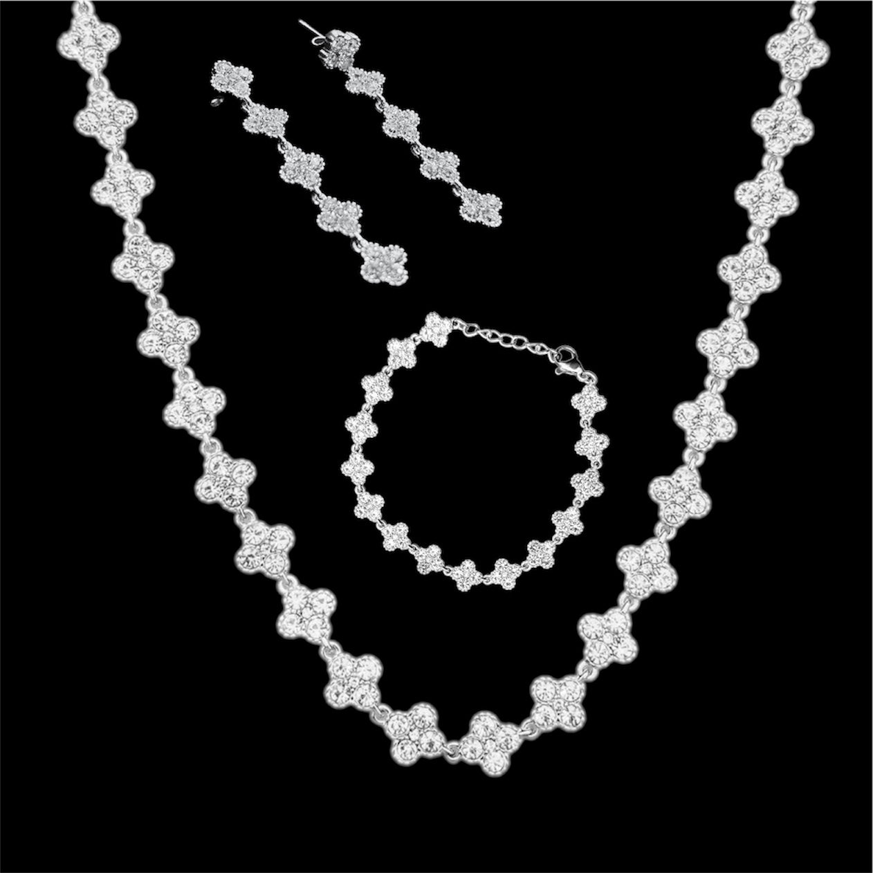 Collana + Bracciale + Orecchini Cristal Flower - Preziosi Milano