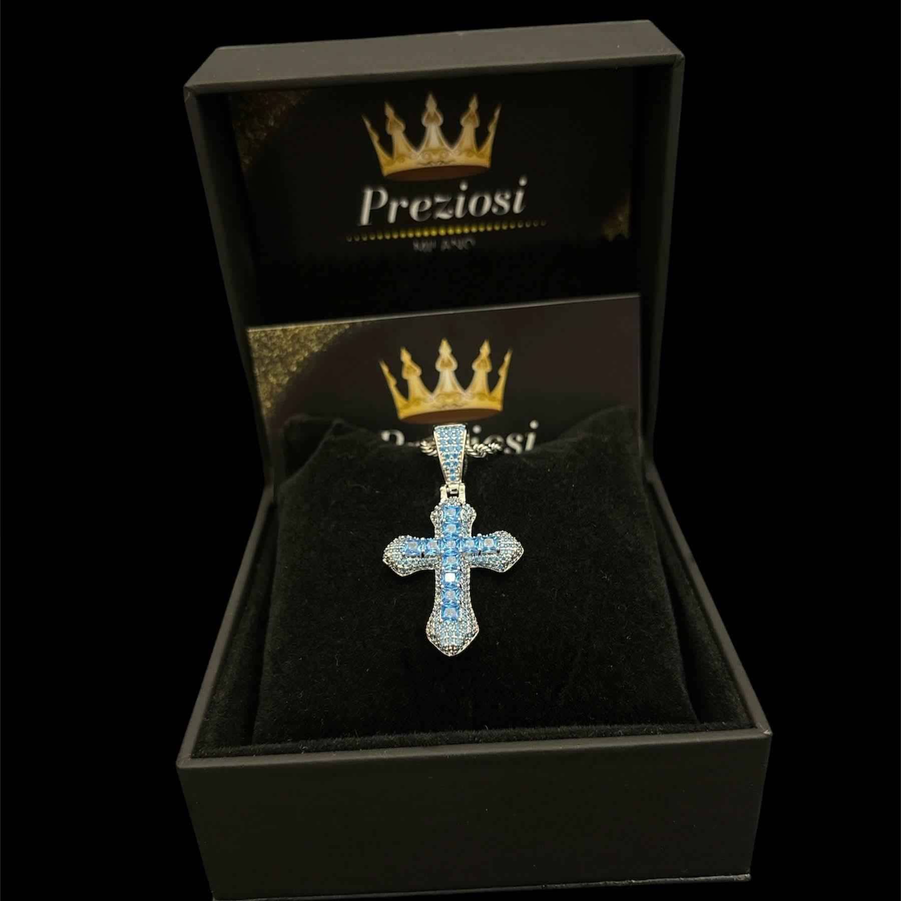 Ciondolo Croce Blu Acqua - Preziosi Milano