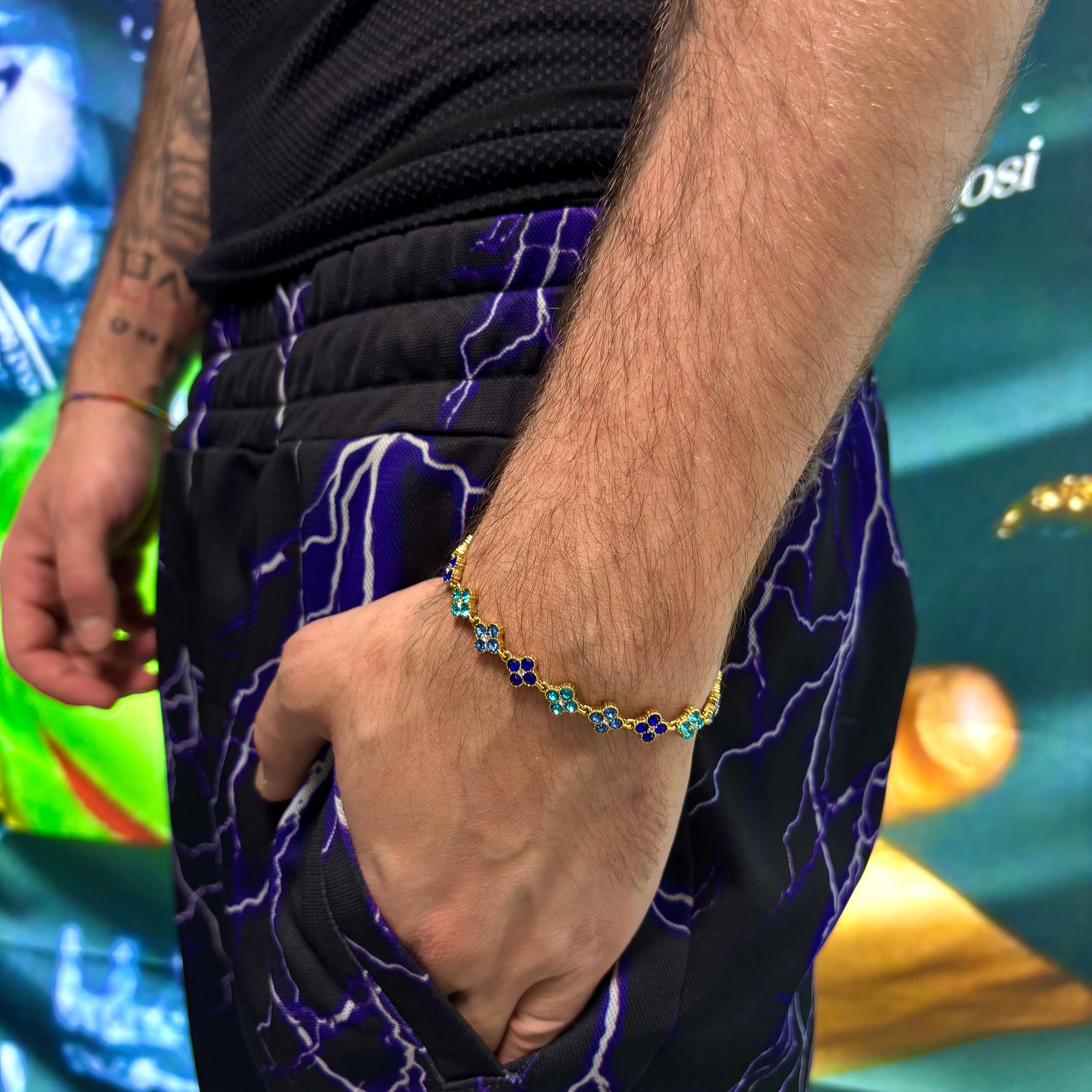 Bracciale Cristal Flower Gold Blue