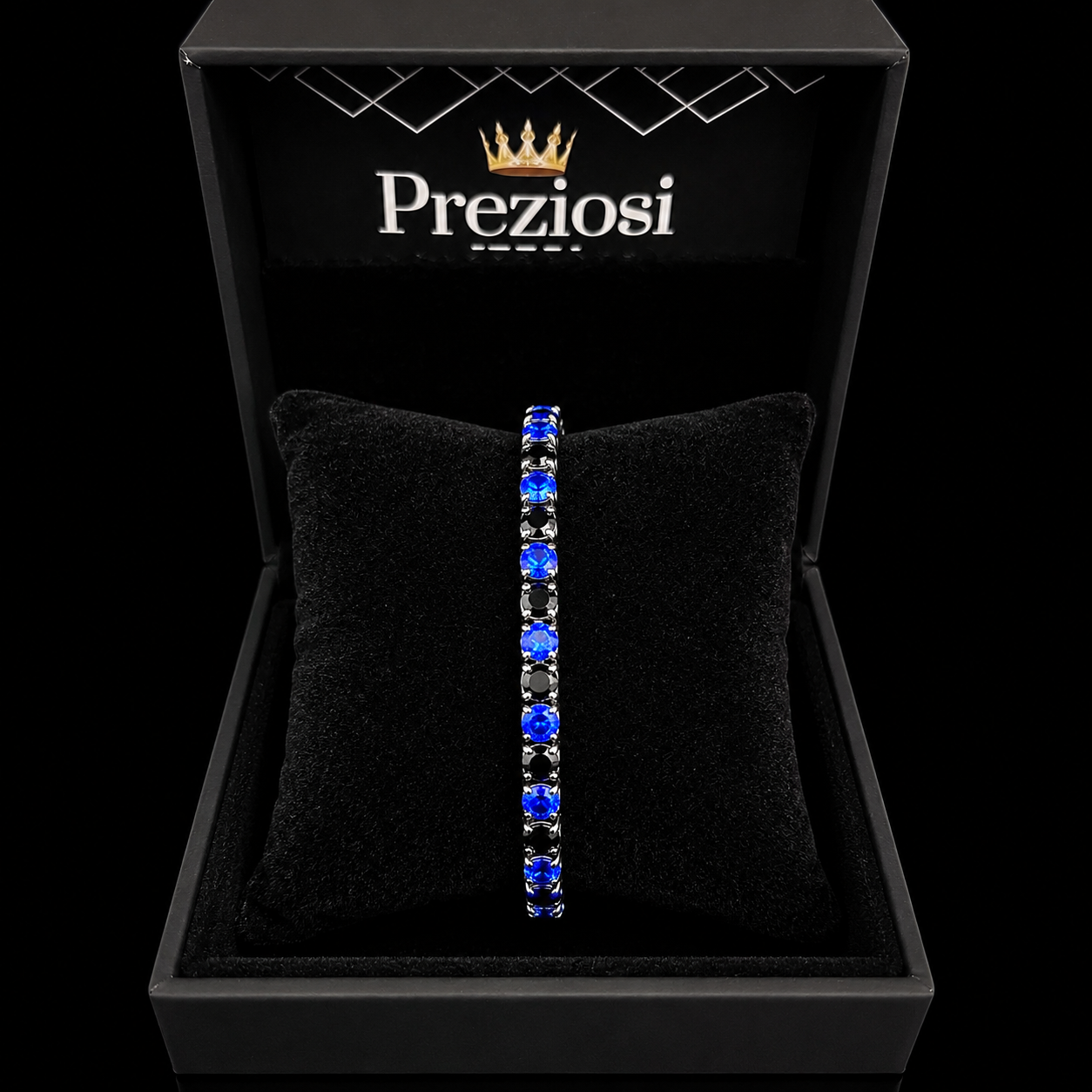 Bracciale Tennis Nero Azzurro