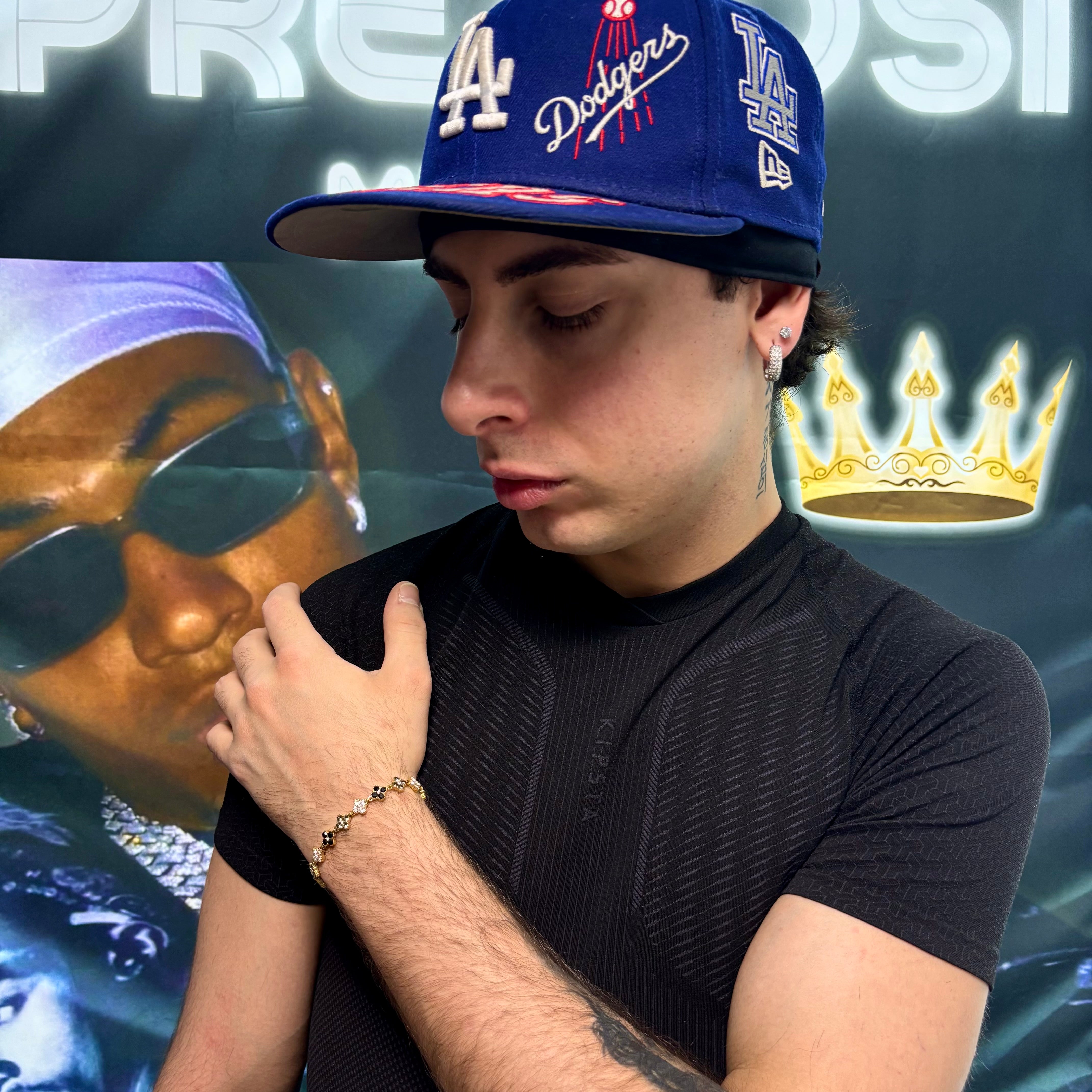 Bracciale Cristal Flower Gold Black