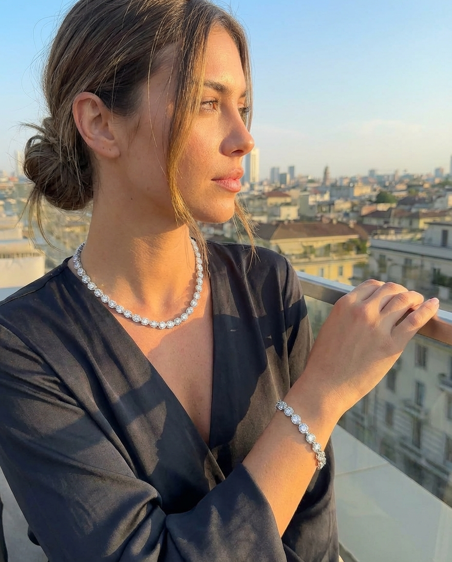 Collana Cristal Inox Argento