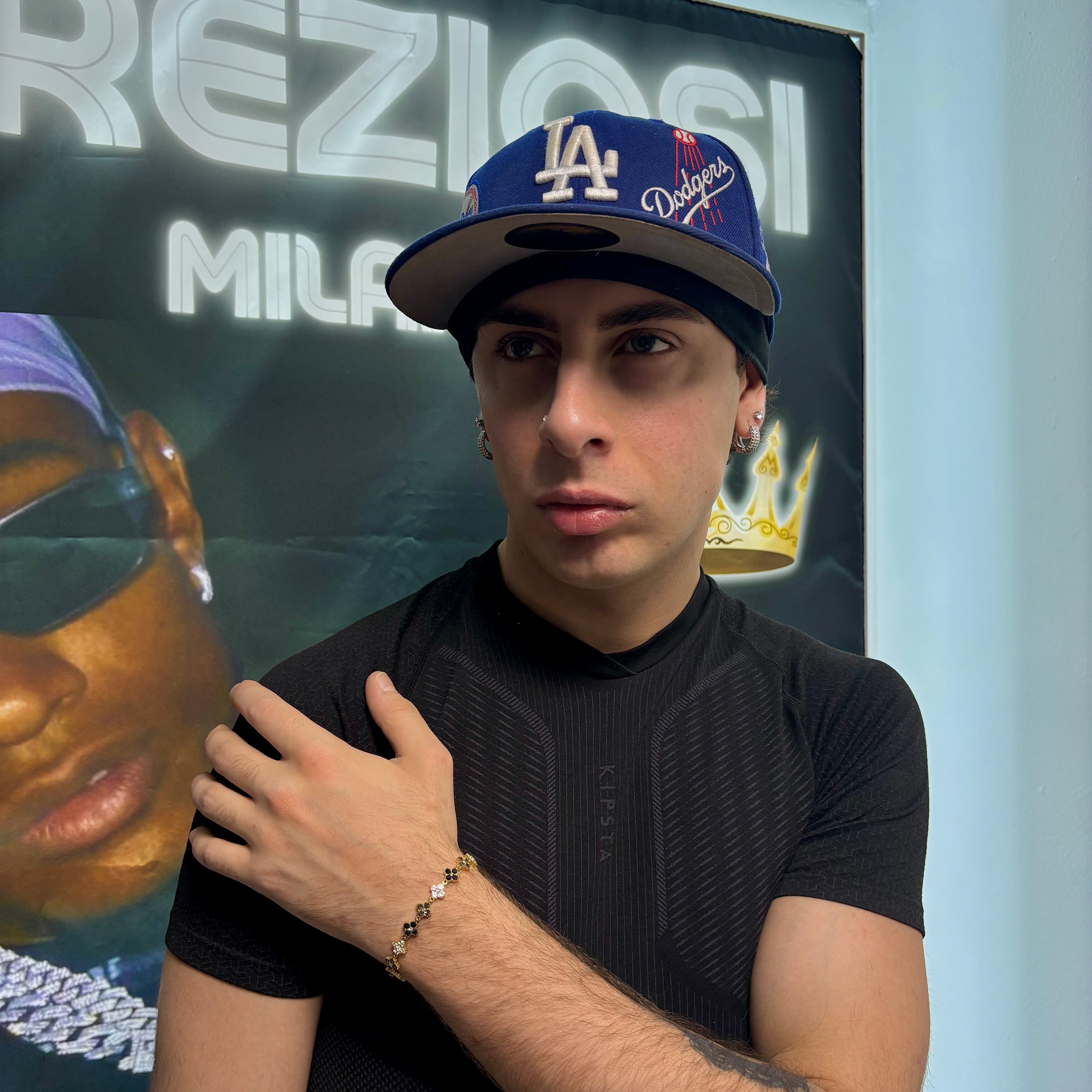 Bracciale Cristal Flower Gold Black