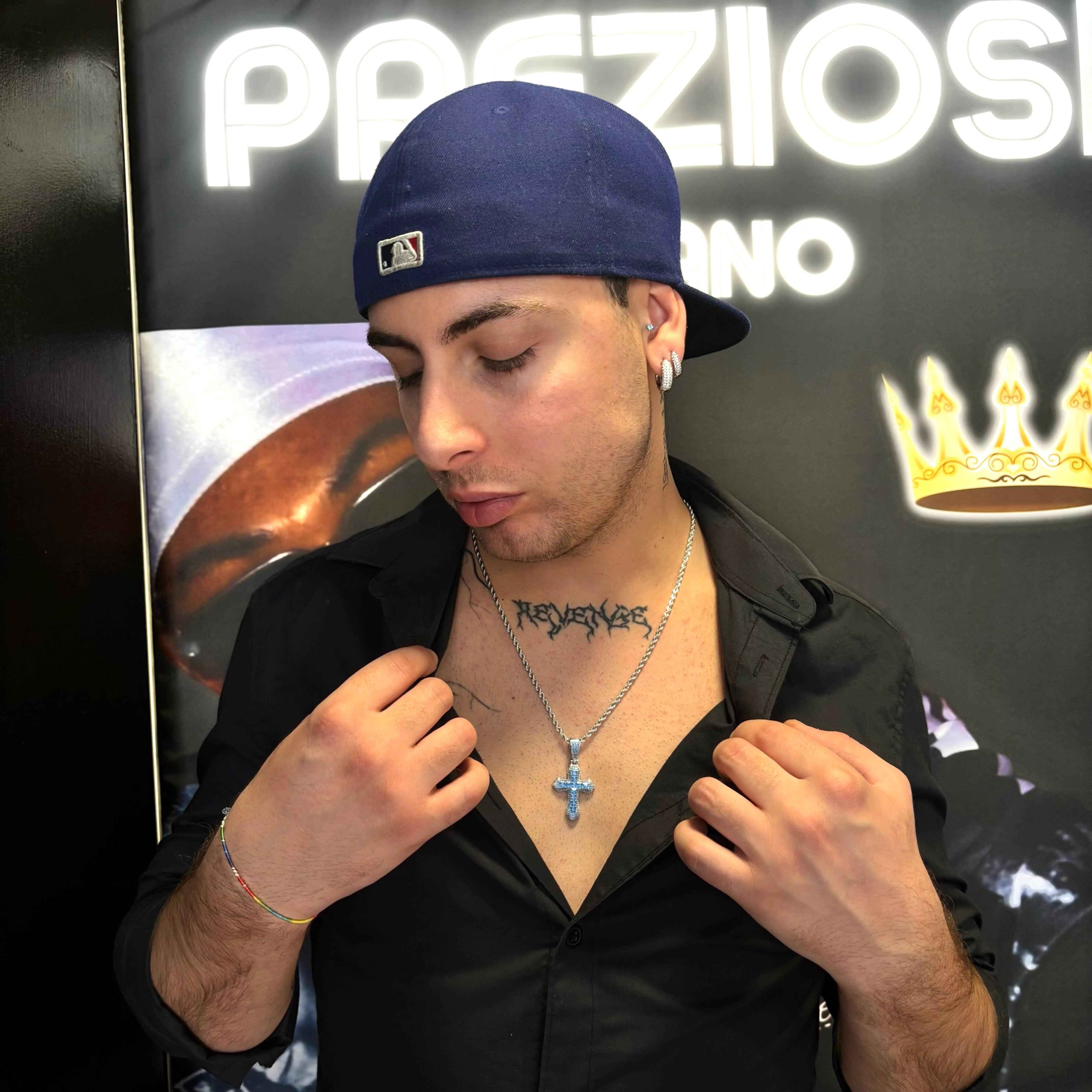 Ciondolo Croce Blu Acqua - Preziosi Milano