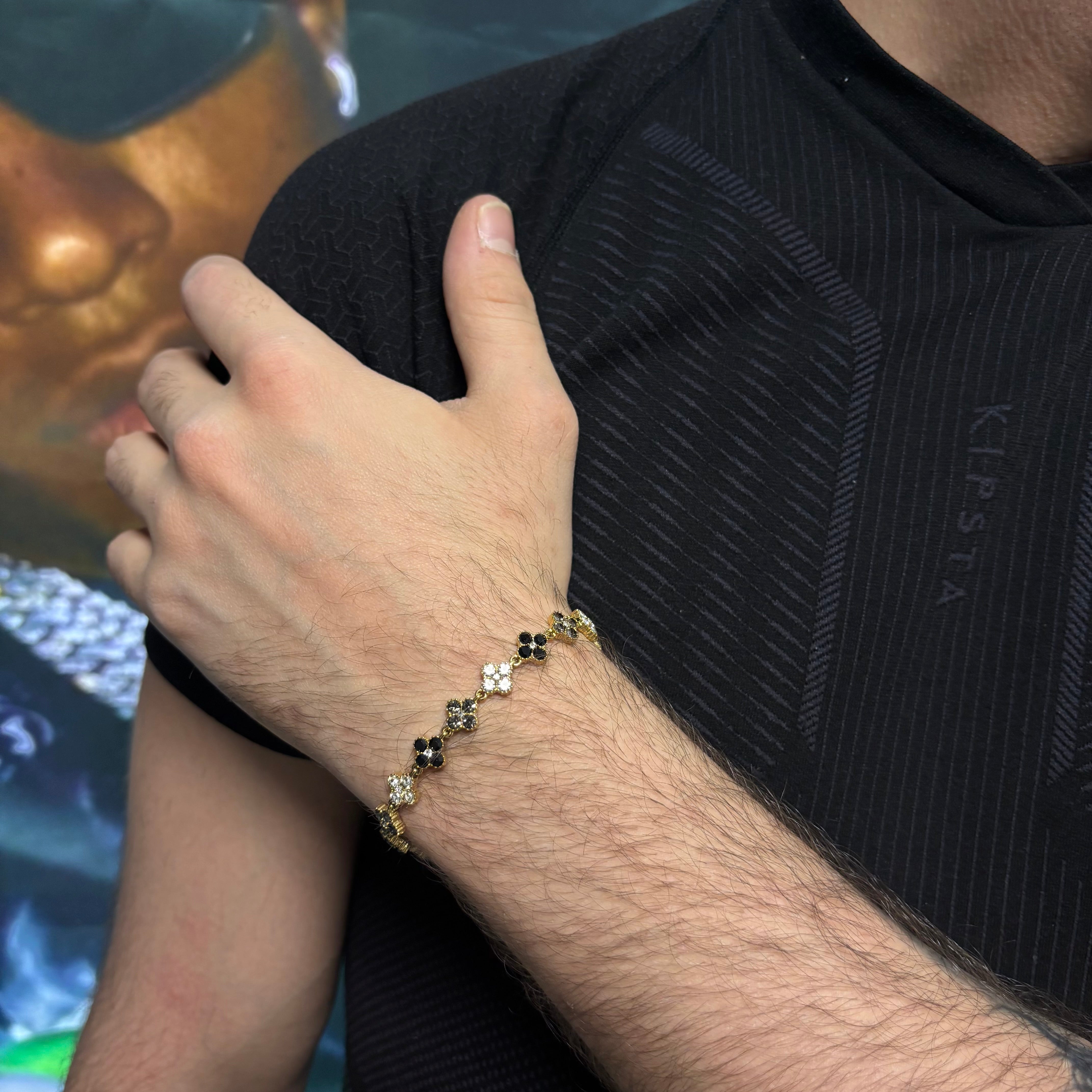 Bracciale Cristal Flower Gold Black