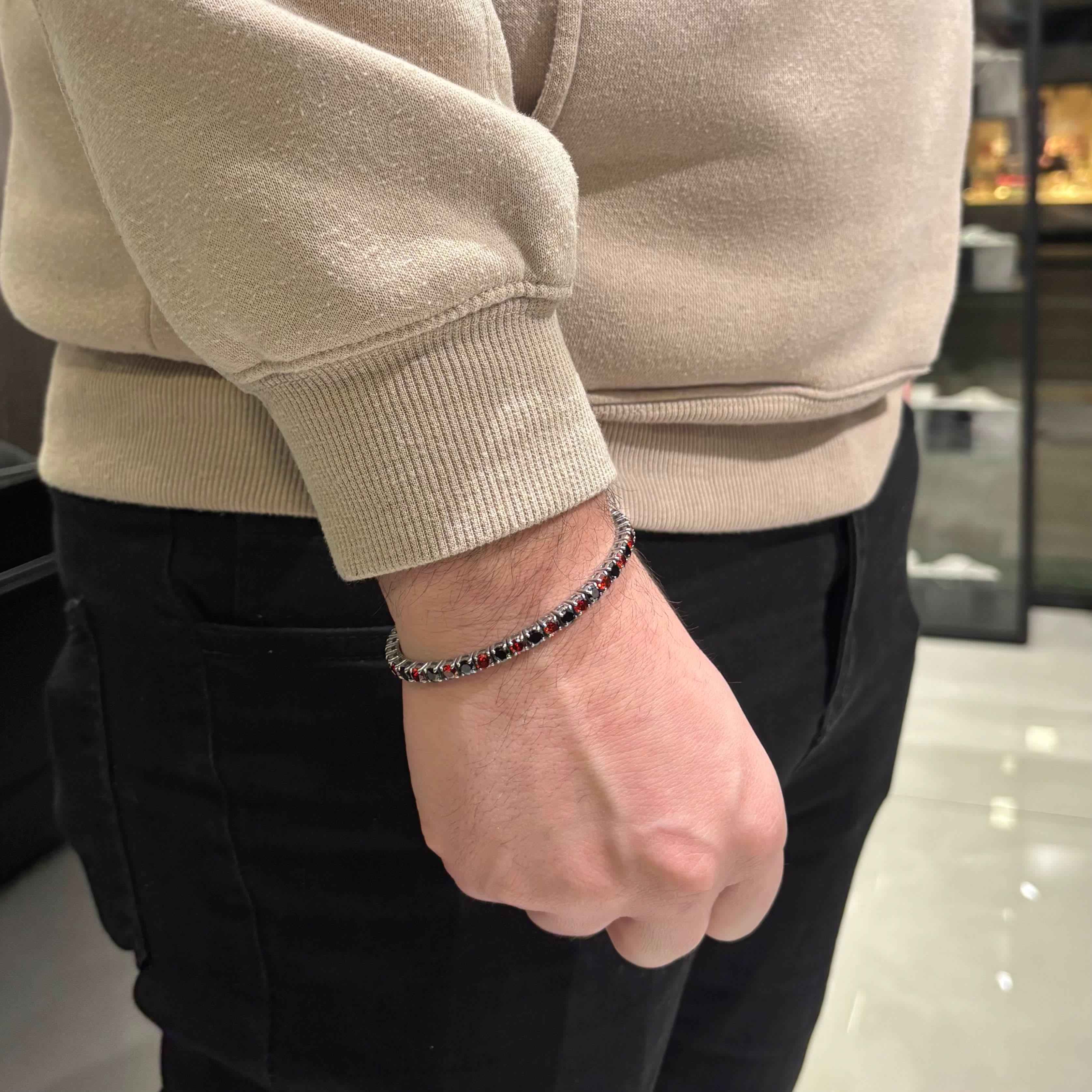 Bracciale Tennis Rosso Nero - Preziosi Milano