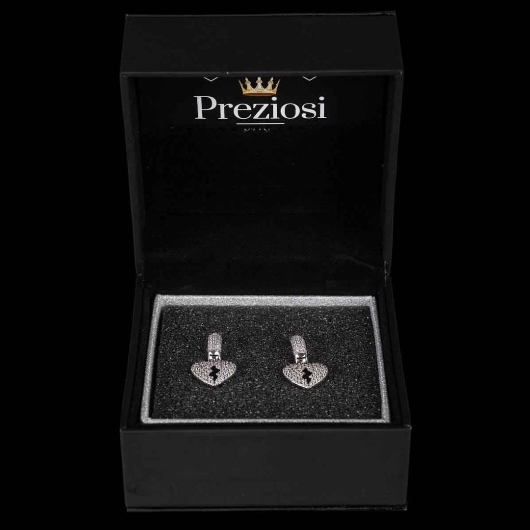 Orecchini Cuore Spezzato Luxury Rhodium in - Preziosi Milano