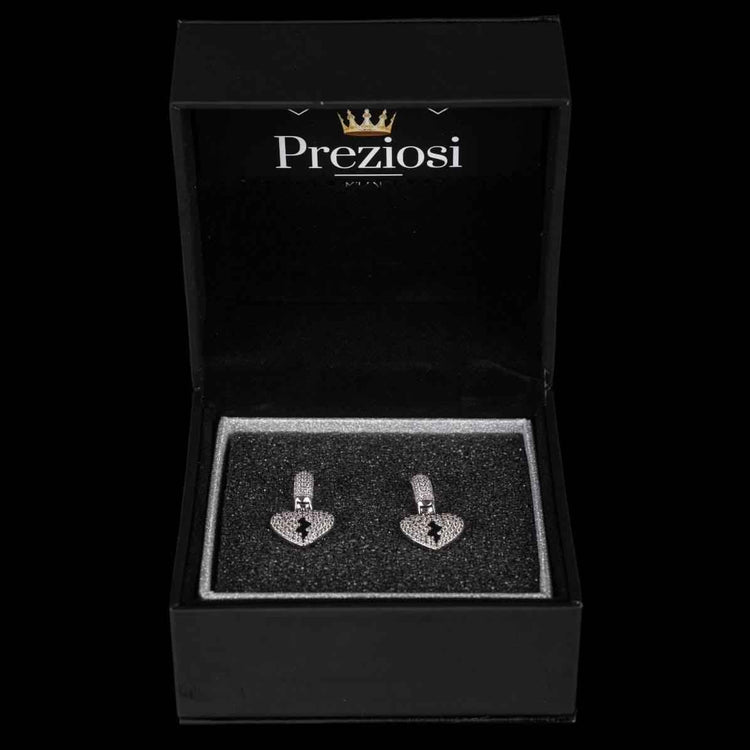 Orecchini Cuore Spezzato Luxury Rhodium in - Preziosi Milano