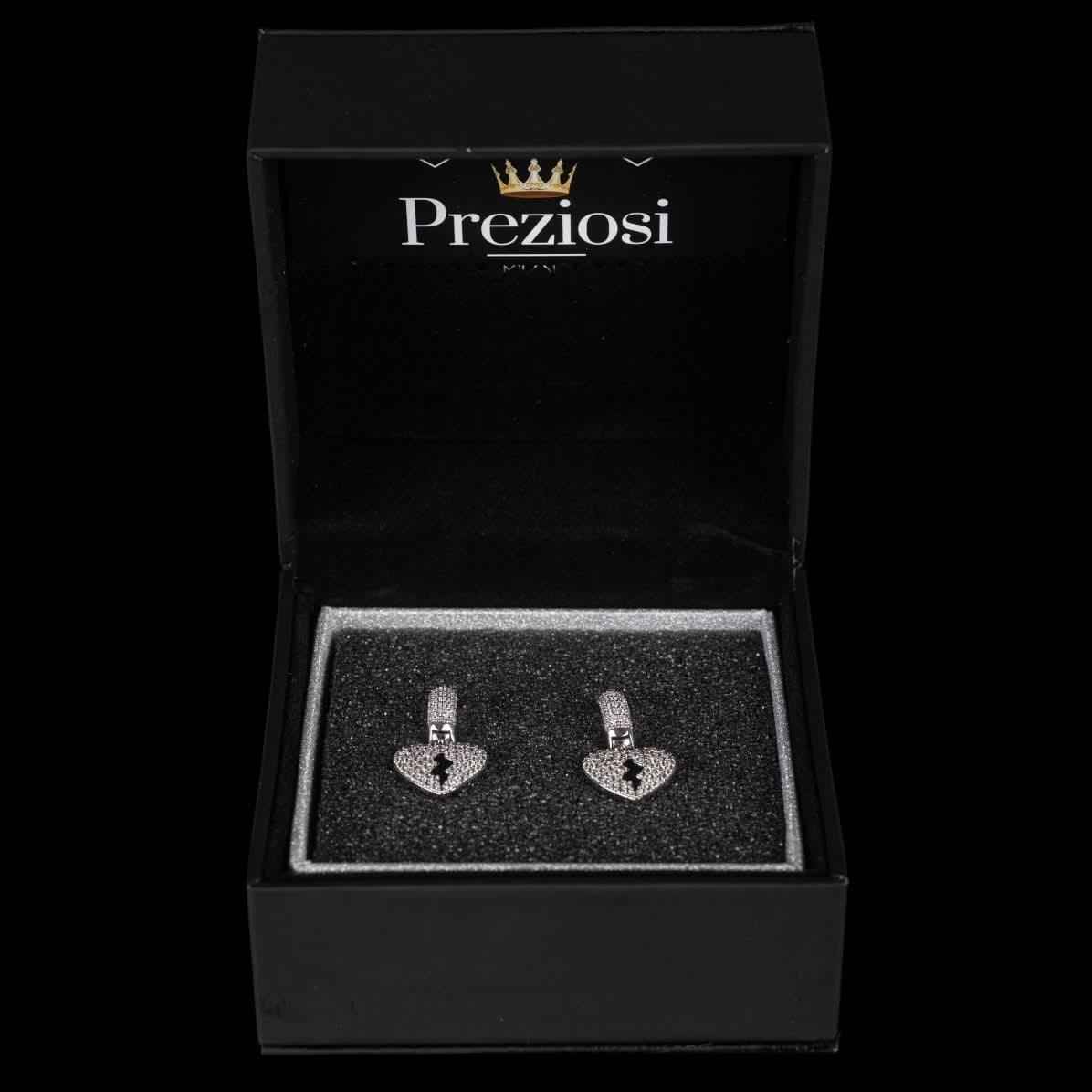 Orecchini Cuore Spezzato Luxury Rhodium in - Preziosi Milano
