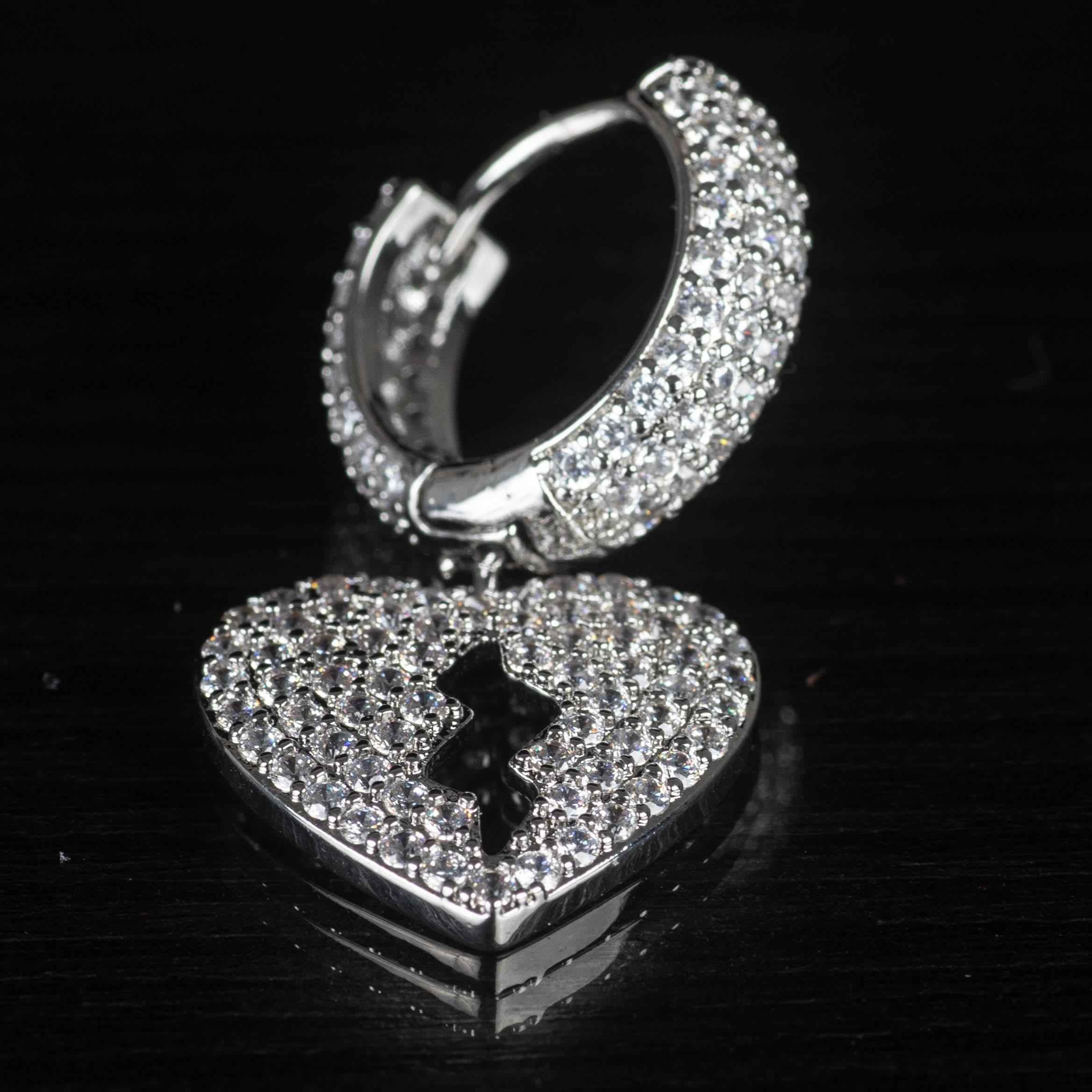 Orecchini Cuore Spezzato Luxury Rhodium in - Preziosi Milano