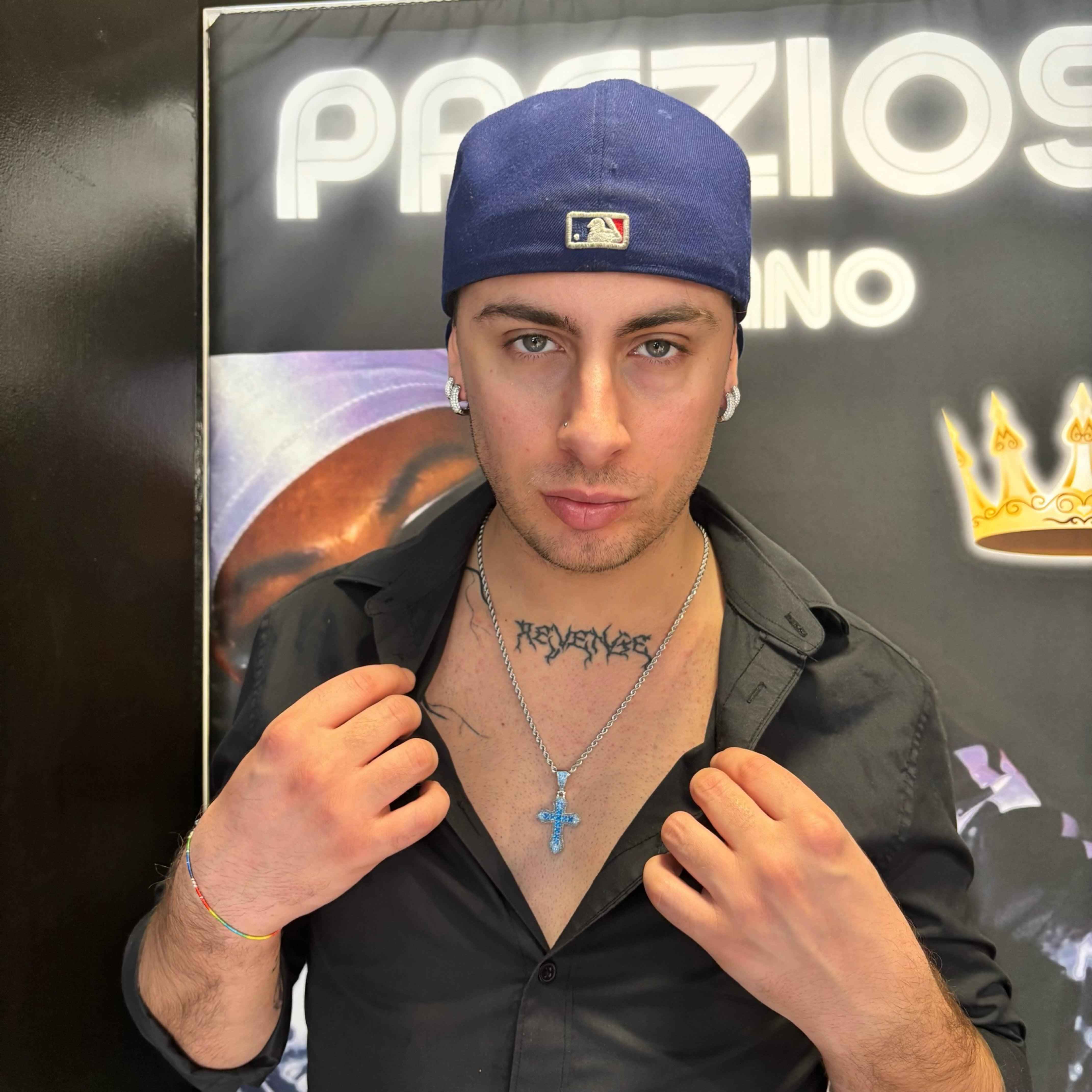 Ciondolo Croce Blu Acqua - Preziosi Milano