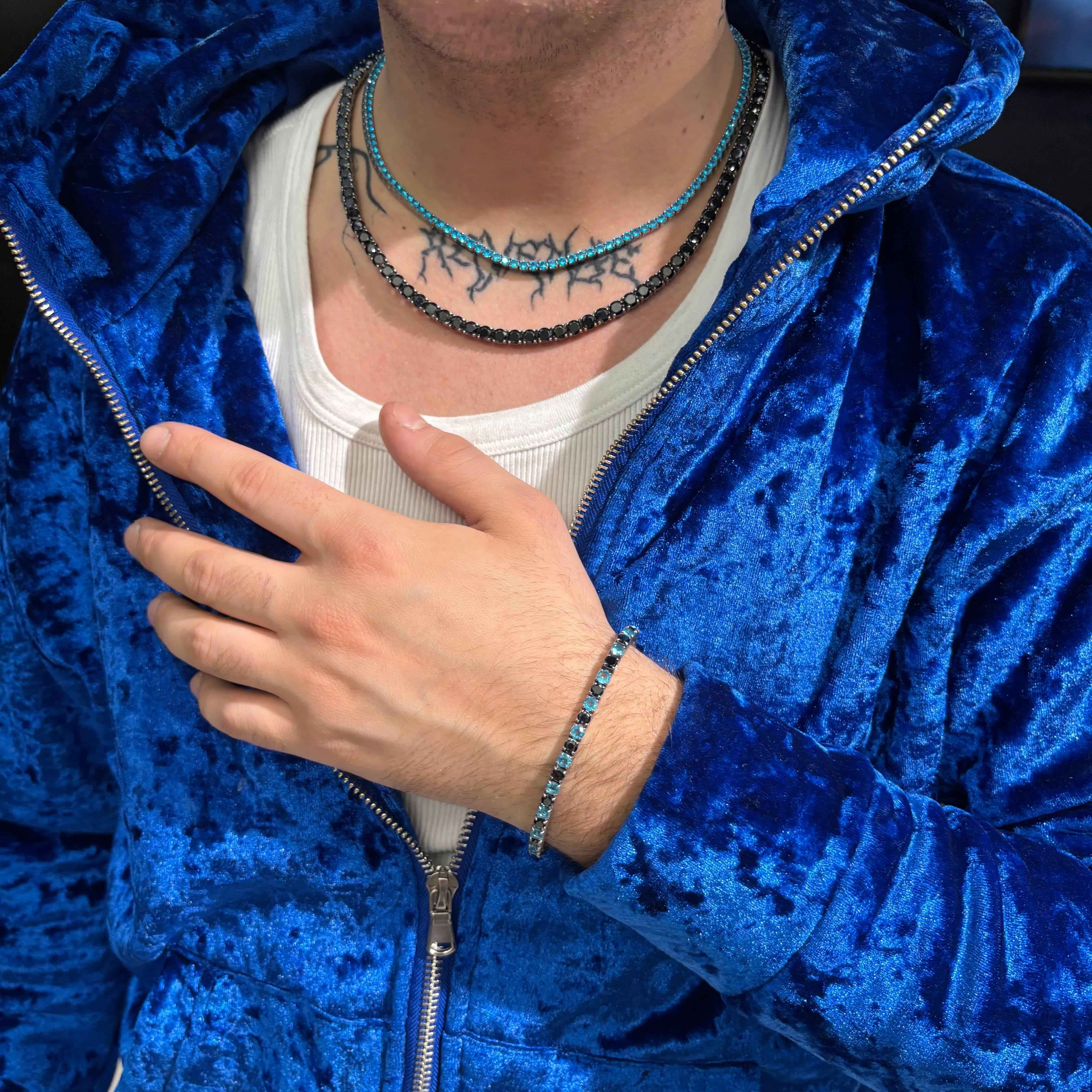 Bracciale Tennis Nero Azzurro - Preziosi Milano