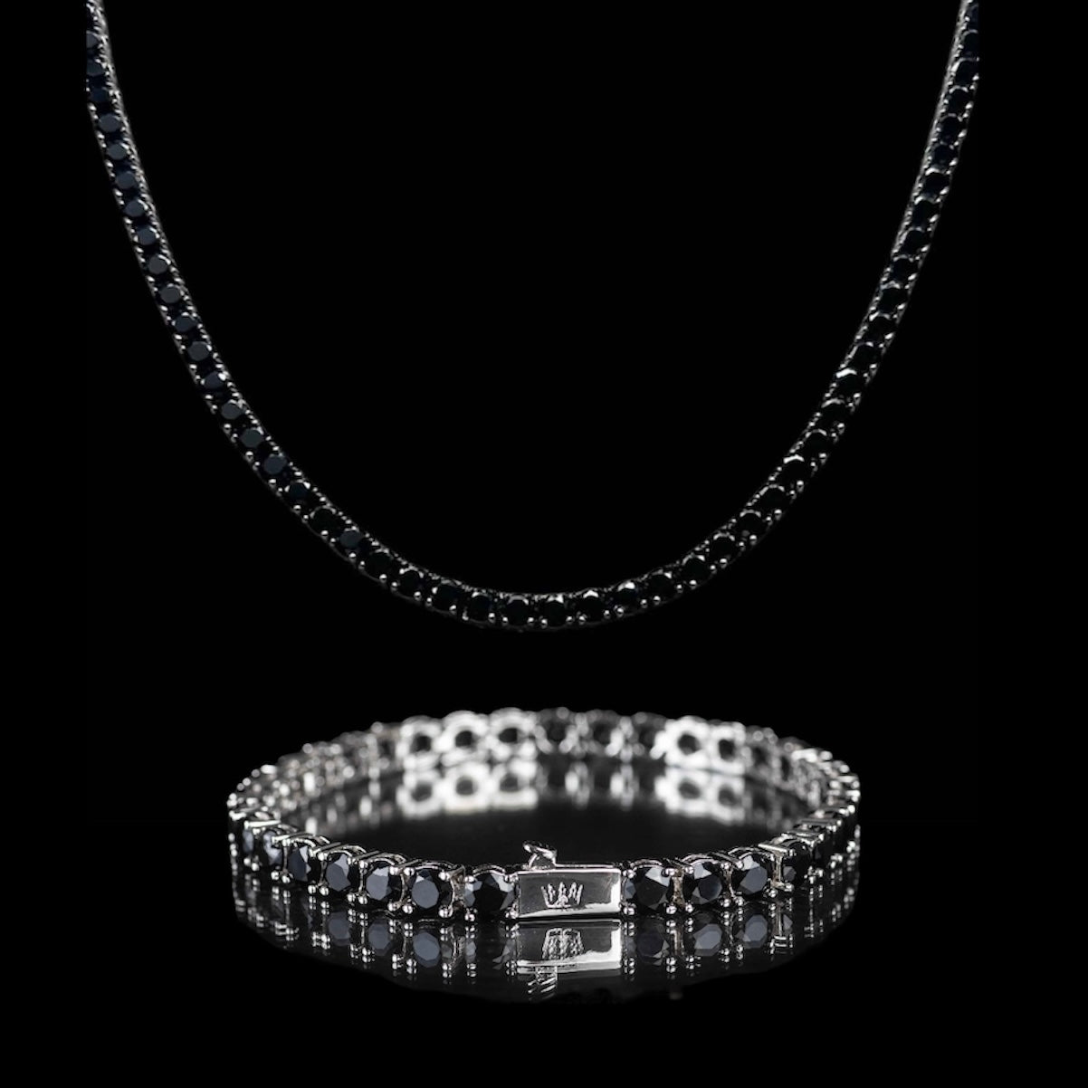 Collana Tennis Nera + Bracciale Tennis Nero - Preziosi Milano