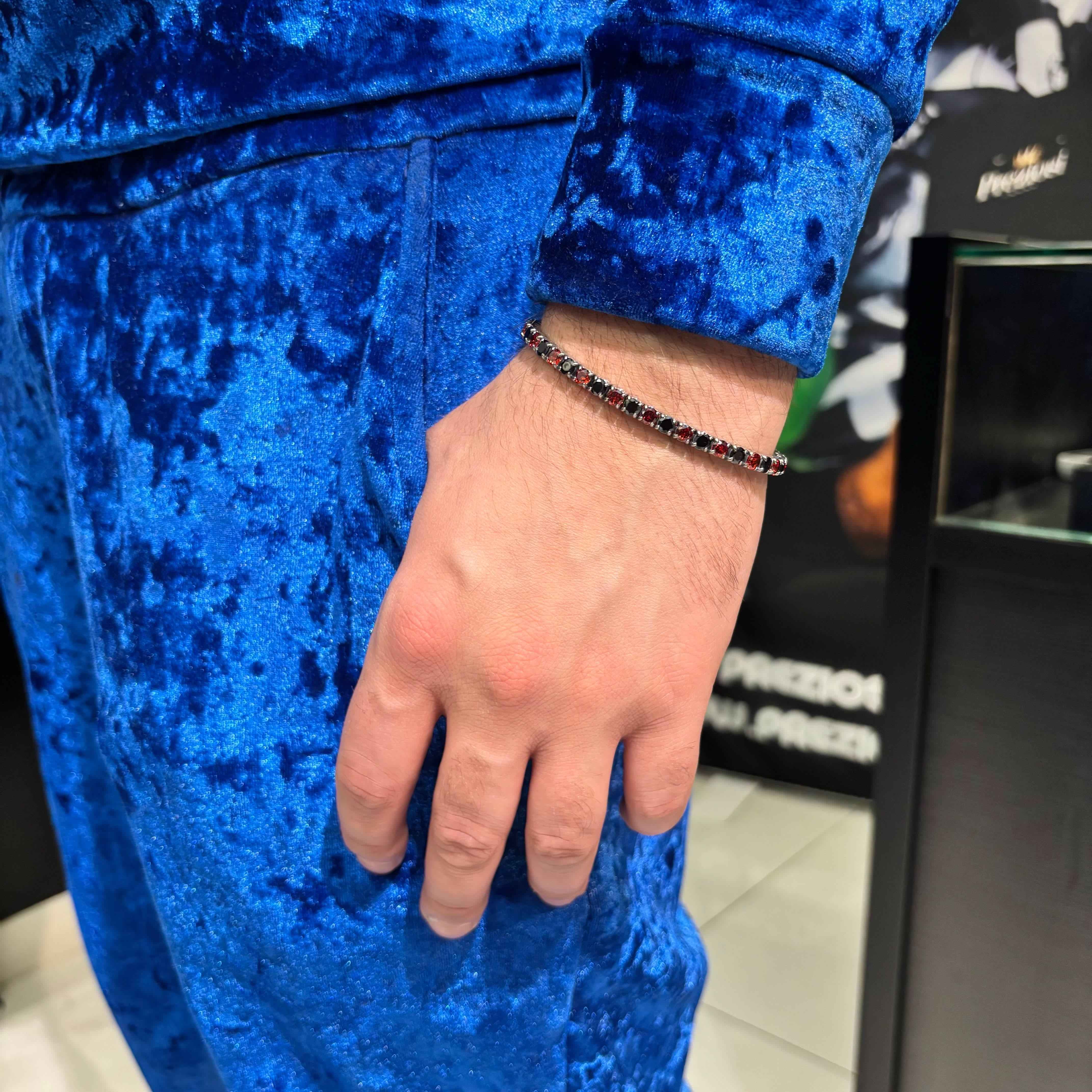 Bracciale Tennis Rosso Nero - Preziosi Milano