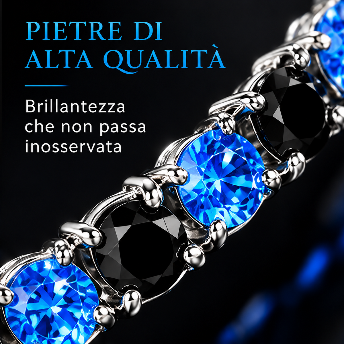 Bracciale Tennis Nero Azzurro