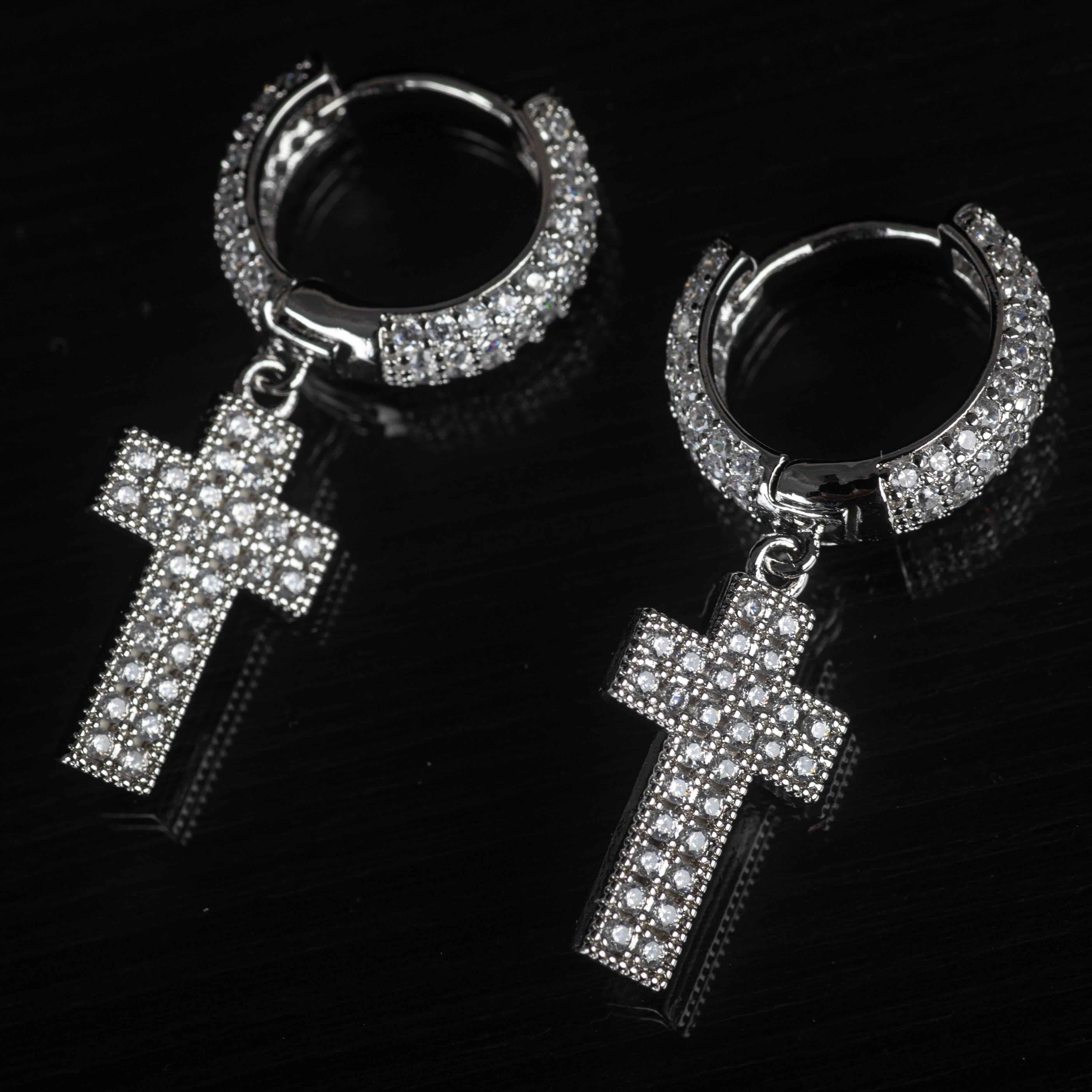 Orecchini Croce Luxury Rhodium - Preziosi Milano
