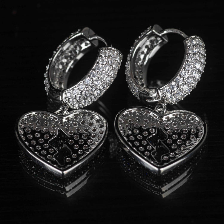 Orecchini Cuore Spezzato Luxury Rhodium in - Preziosi Milano