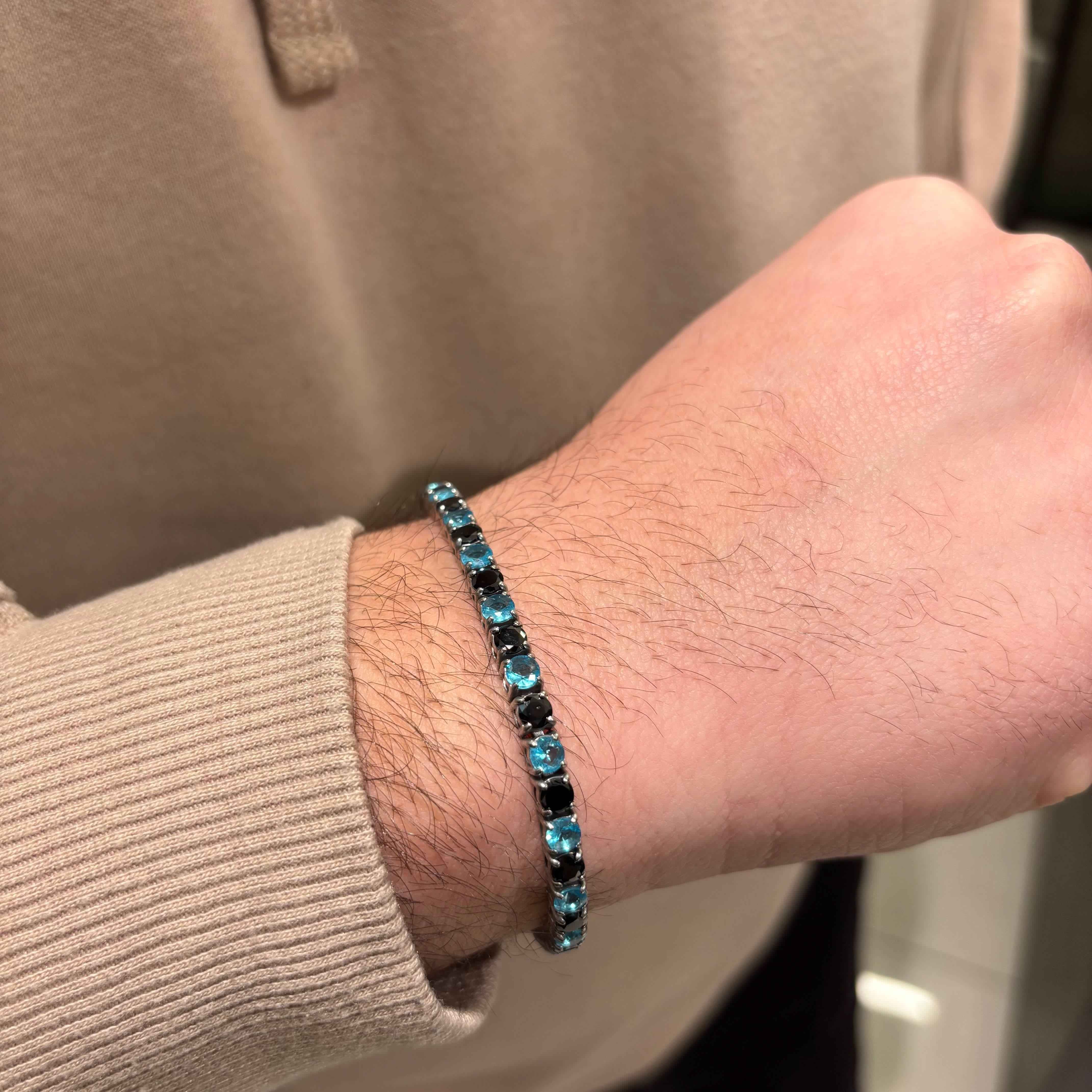 Bracciale Tennis Nero Azzurro - Preziosi Milano