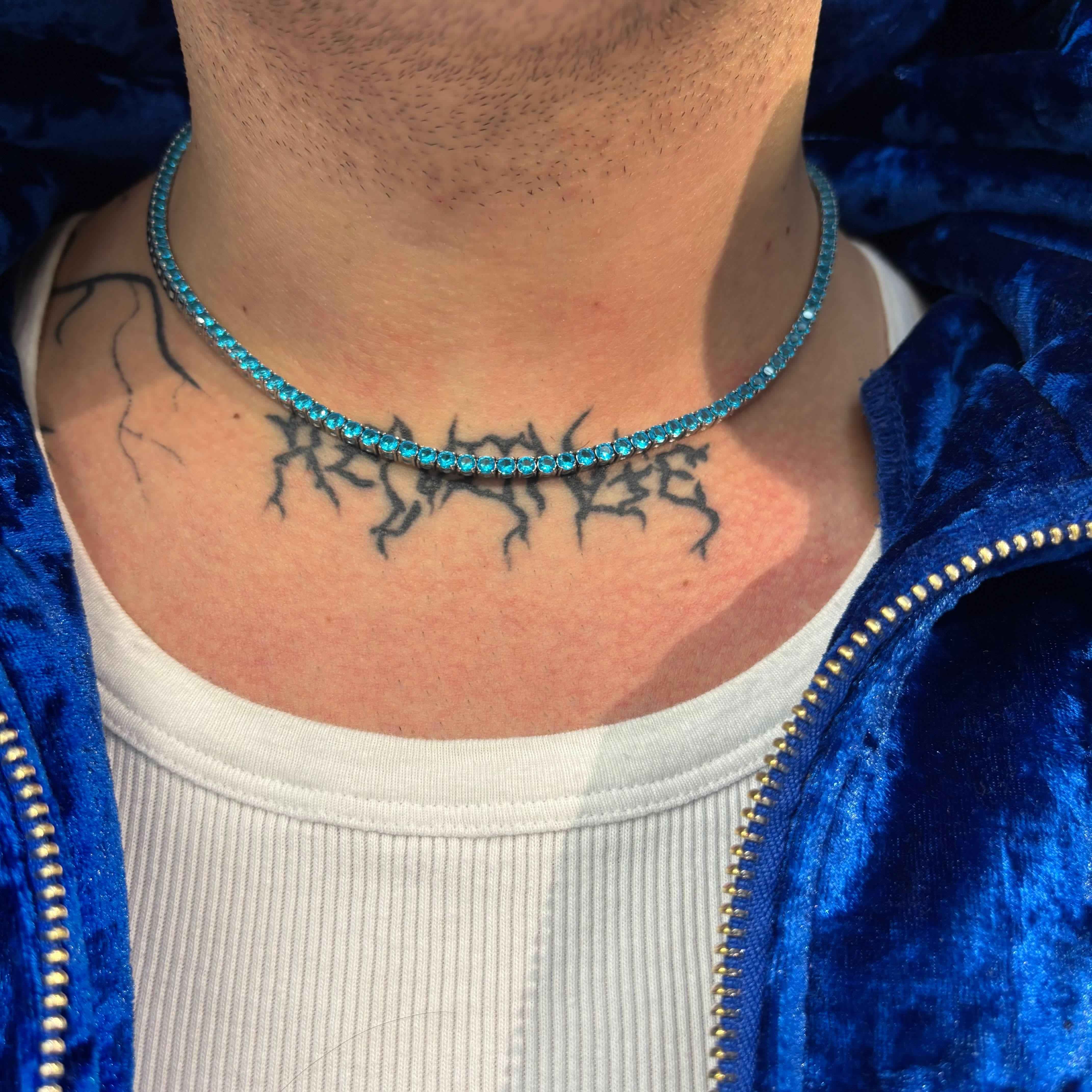 Collana Tennis Blu Azzurra Luxury Inox - Preziosi Milano