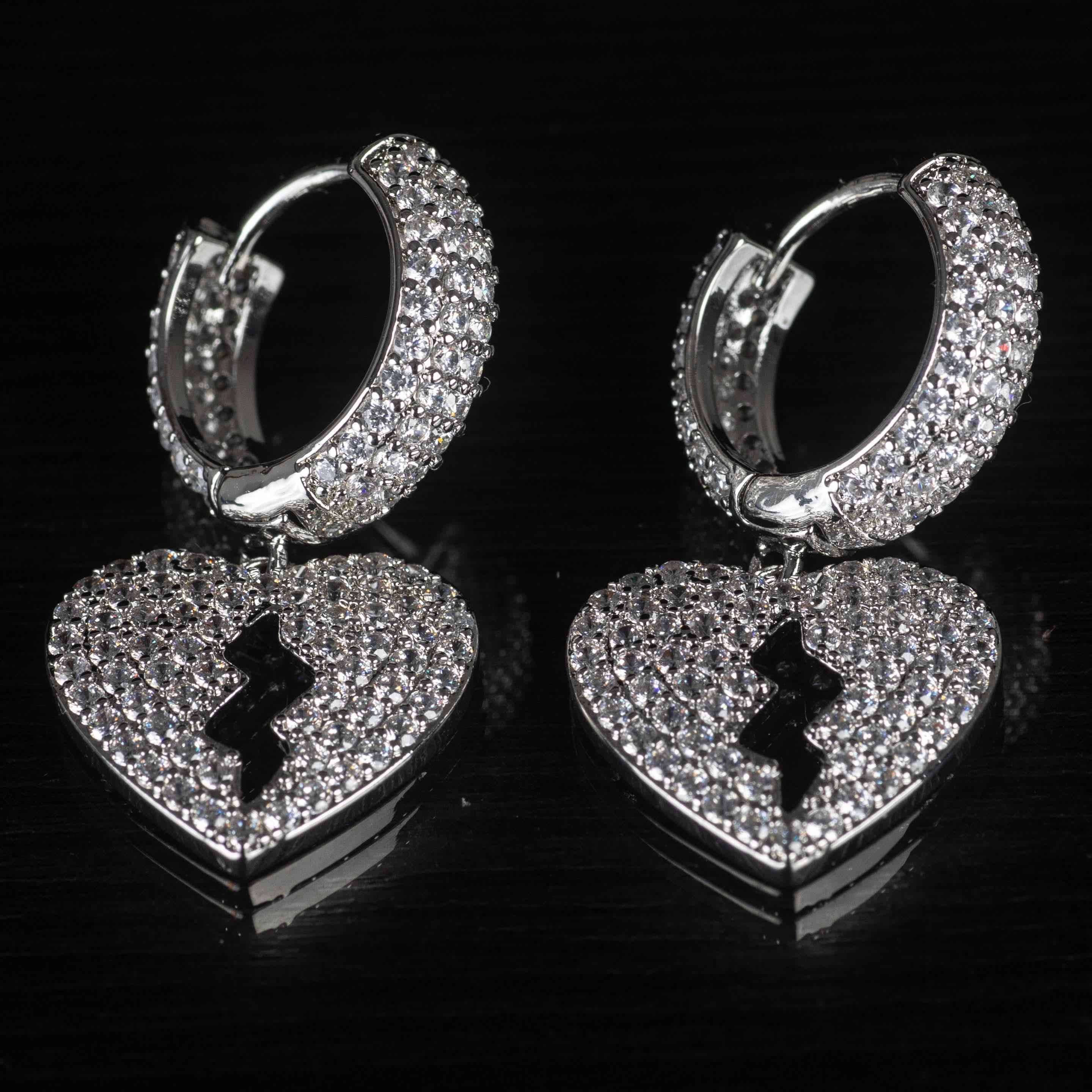 Orecchini Cuore Spezzato Luxury Rhodium in - Preziosi Milano