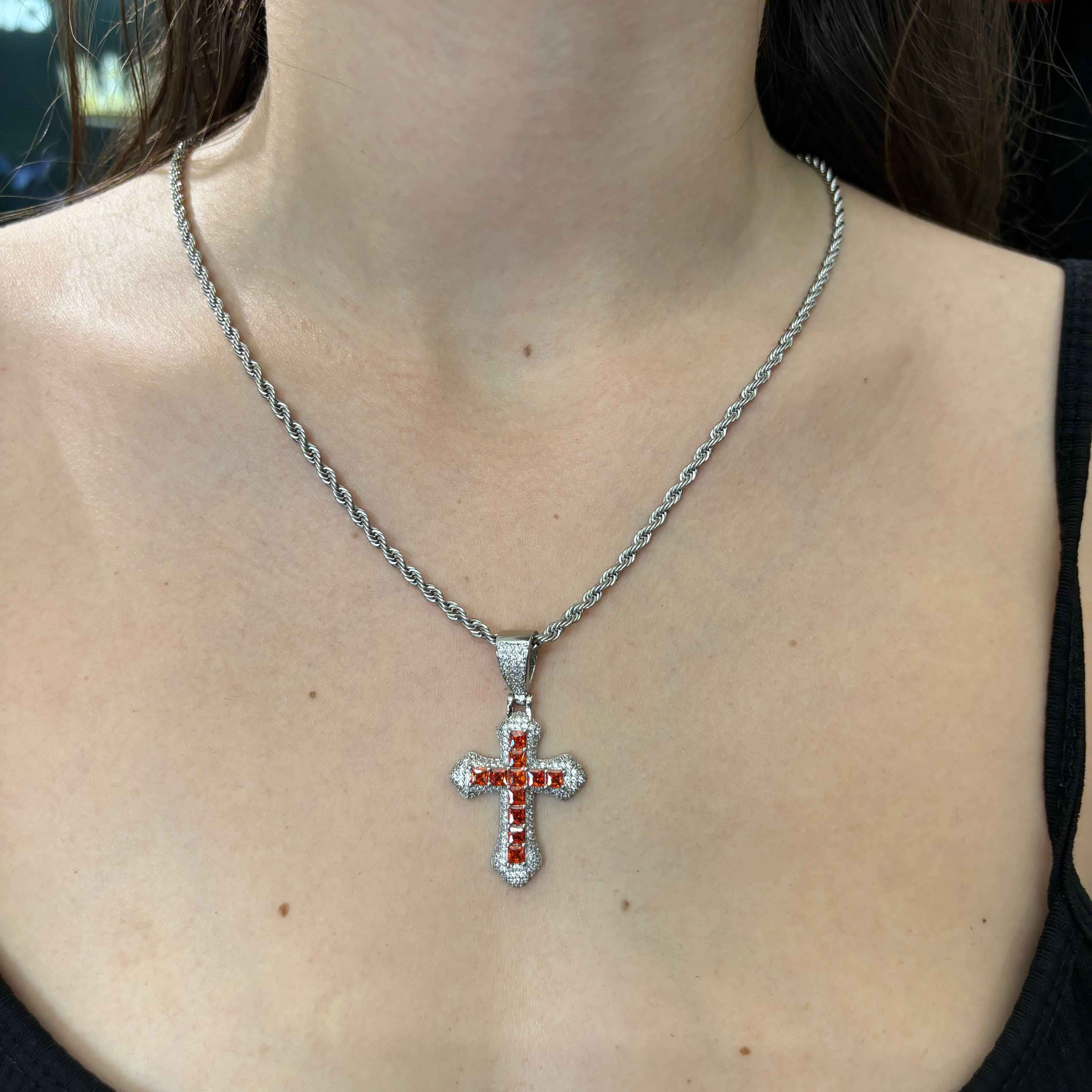 Ciondolo Croce Rosso Fuoco - Preziosi Milano