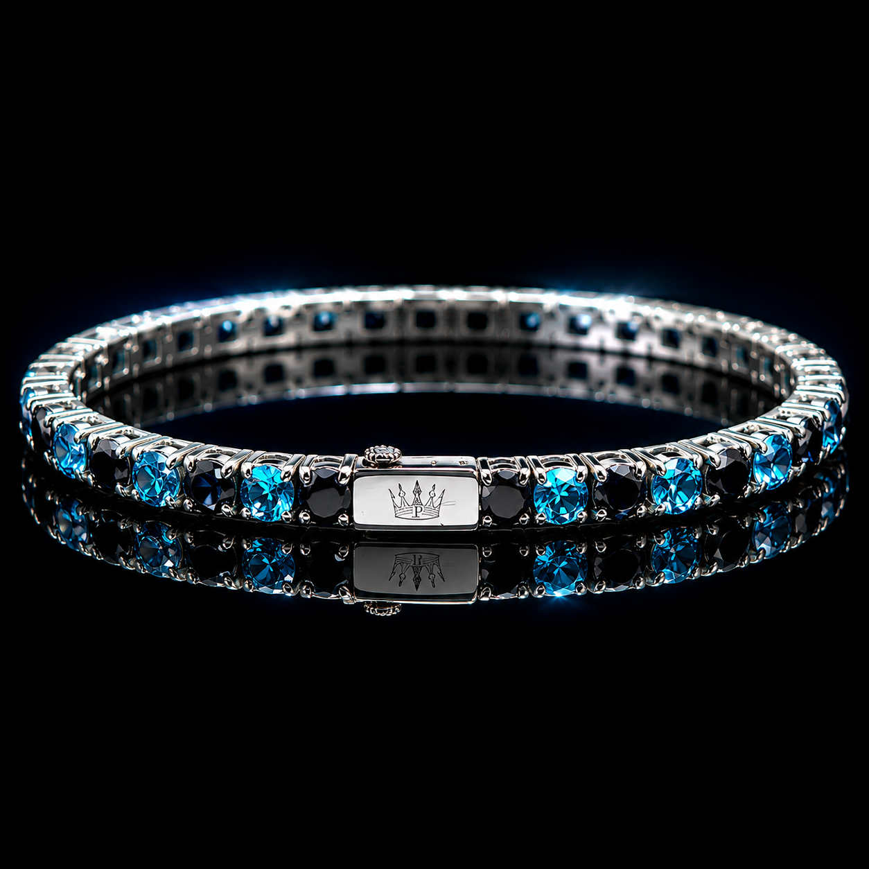 Bracciale Tennis Nero Azzurro