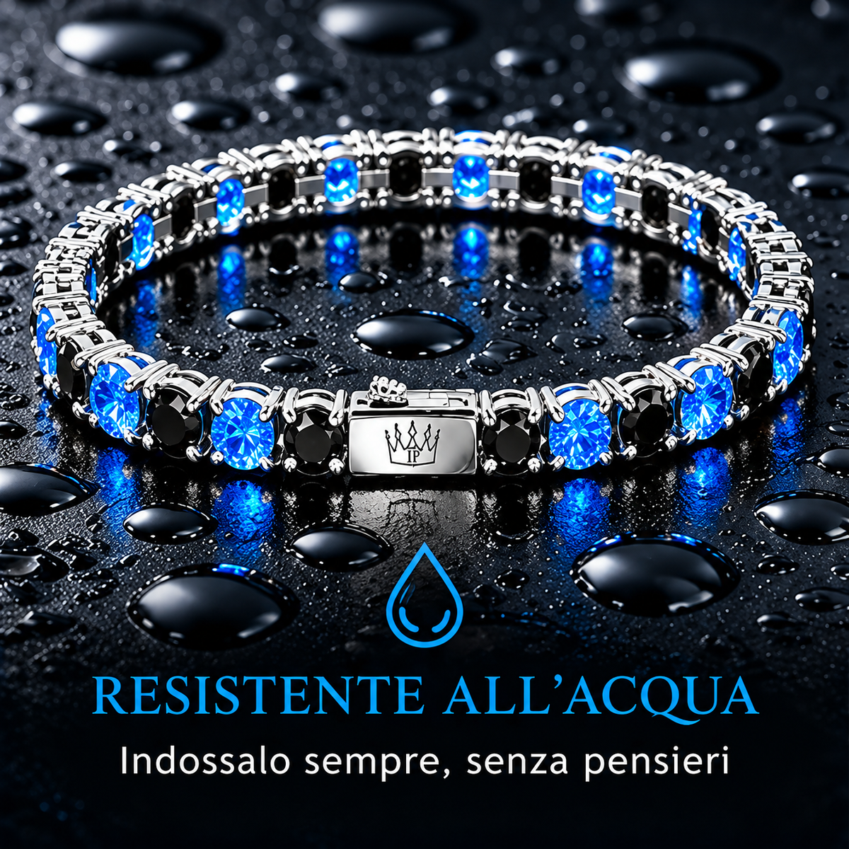 Bracciale Tennis Nero Azzurro