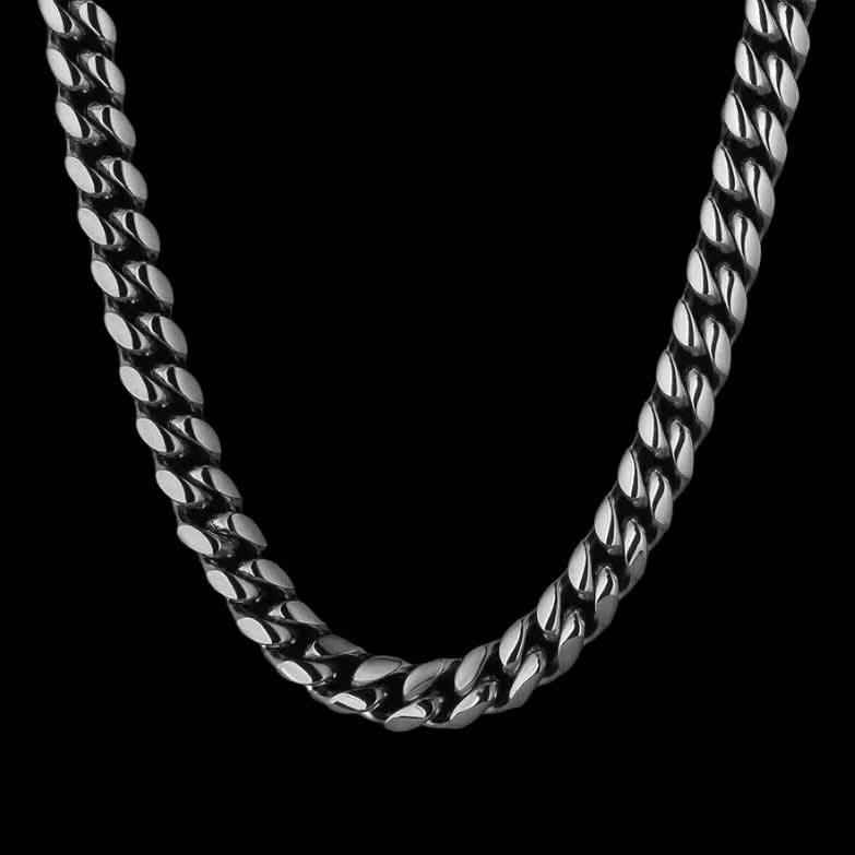 ChainsHouse Men's Thick Chain Necklace Metal Choker Cuban Classic Necklace with Skull Plug Tribal Punk Rock Gothic Width 9 mm Short Necklace Cool Hiphop Fashion, Stainless Steel ChainsHouse Men's Thick Chain Necklace Metal Choker Cuban Classic Necklace with Skull Plug Tribal Punk Rock Gothic Width 9 mm Short Necklace Cool Hiphop Fashion, Stainless Steel