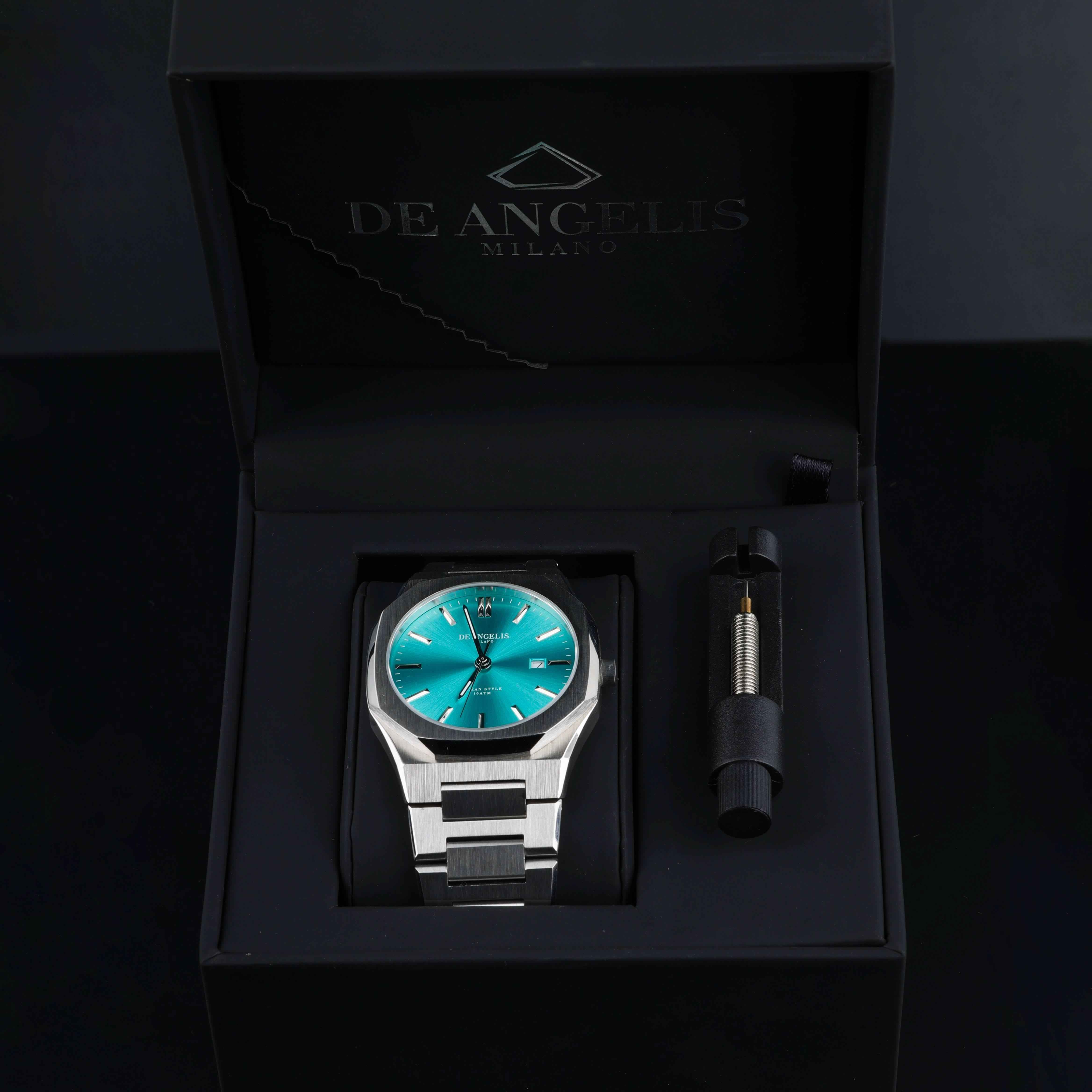 De Angelis Ocean Silver Azzurro Tiffany Sunray - Preziosi Milano
