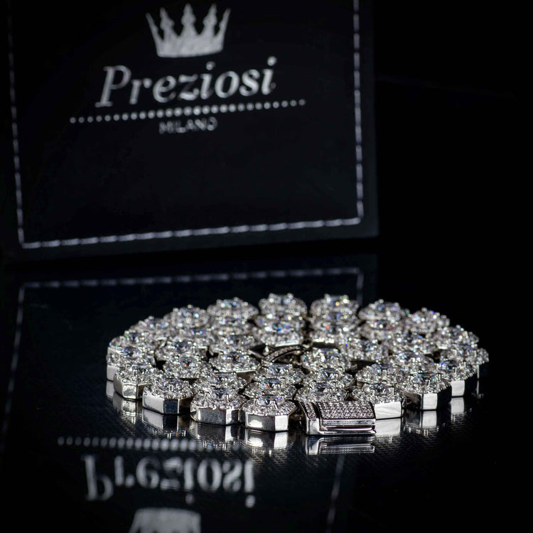 Collana Ice Style Luxury Rhodium 11mm - Preziosi Milano