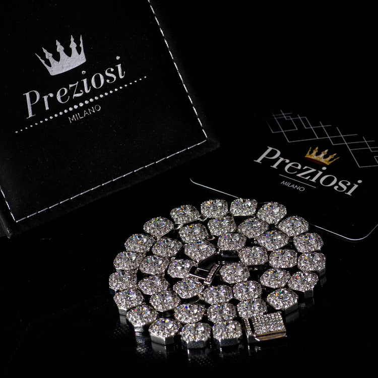 Collana Ice Style Luxury Rhodium 11mm - Preziosi Milano