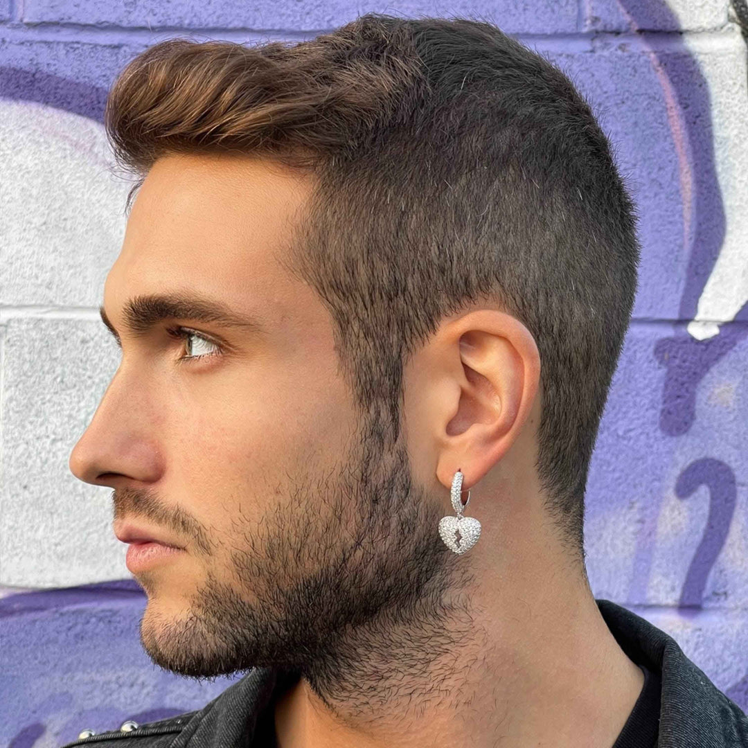 Orecchini Cuore Spezzato Luxury Rhodium in - Preziosi Milano