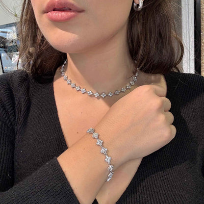 Collana + Bracciale + Orecchini Cristal Flower - Preziosi Milano 