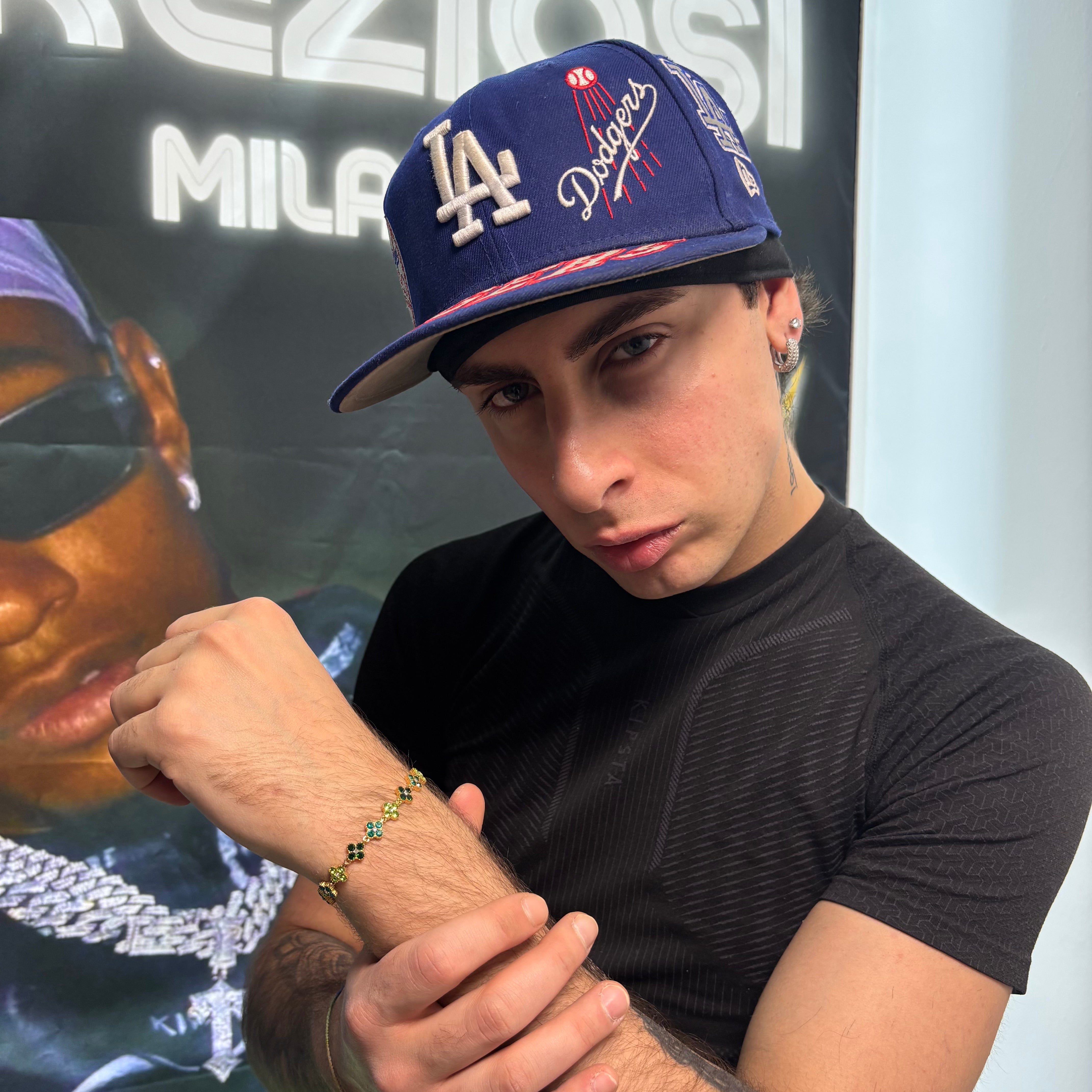 Bracciale Cristal Flower Gold Green