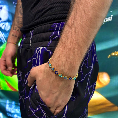 Bracciale Cristal Flower Gold Blue