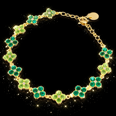 Bracciale Cristal Flower Gold Green