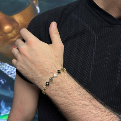 Bracciale Cristal Flower Gold Black