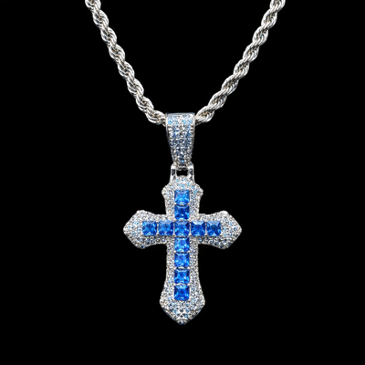 Ciondolo Croce Blu Acqua