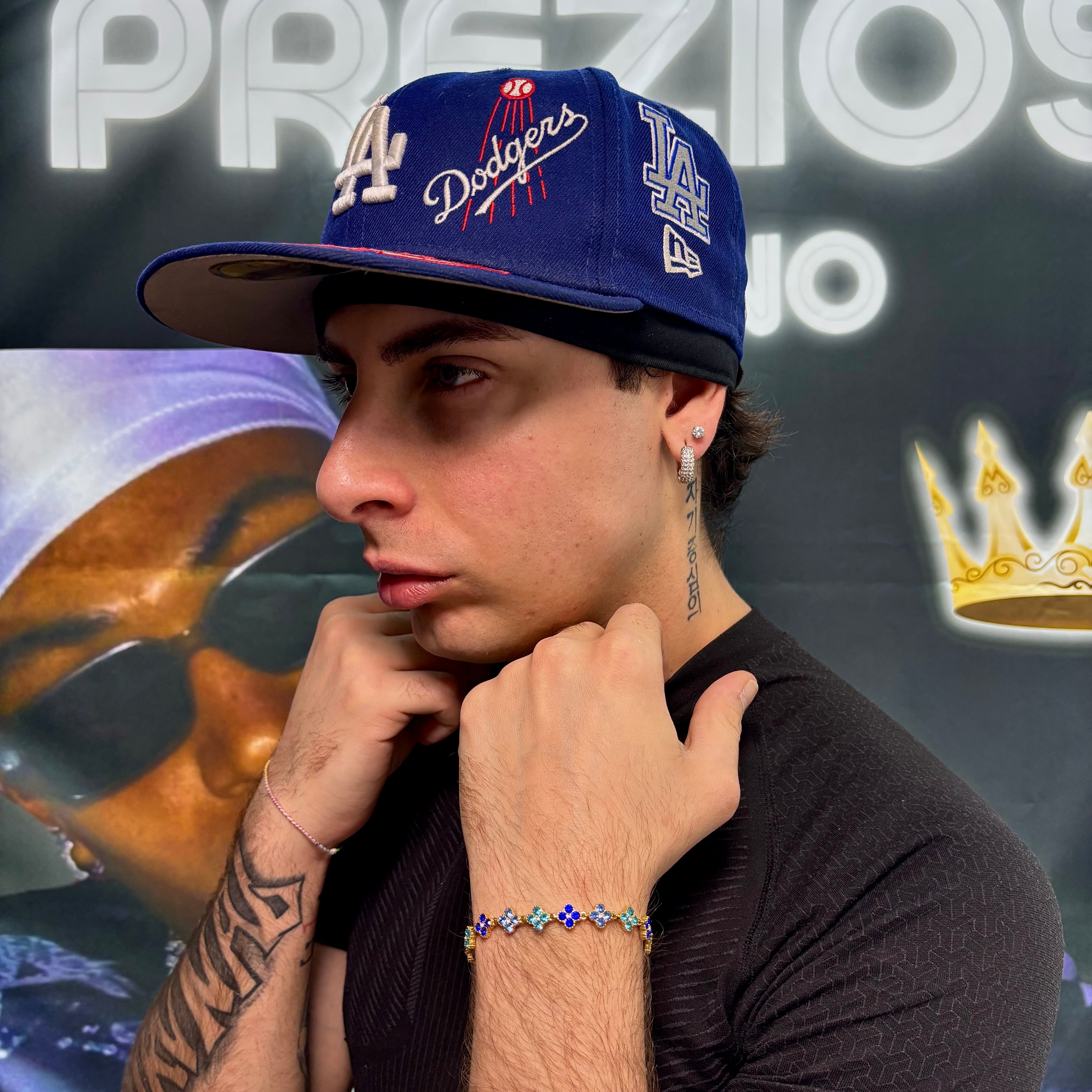 Bracciale Cristal Flower Gold Blue