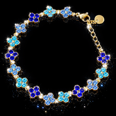 Bracciale Cristal Flower Gold Blue