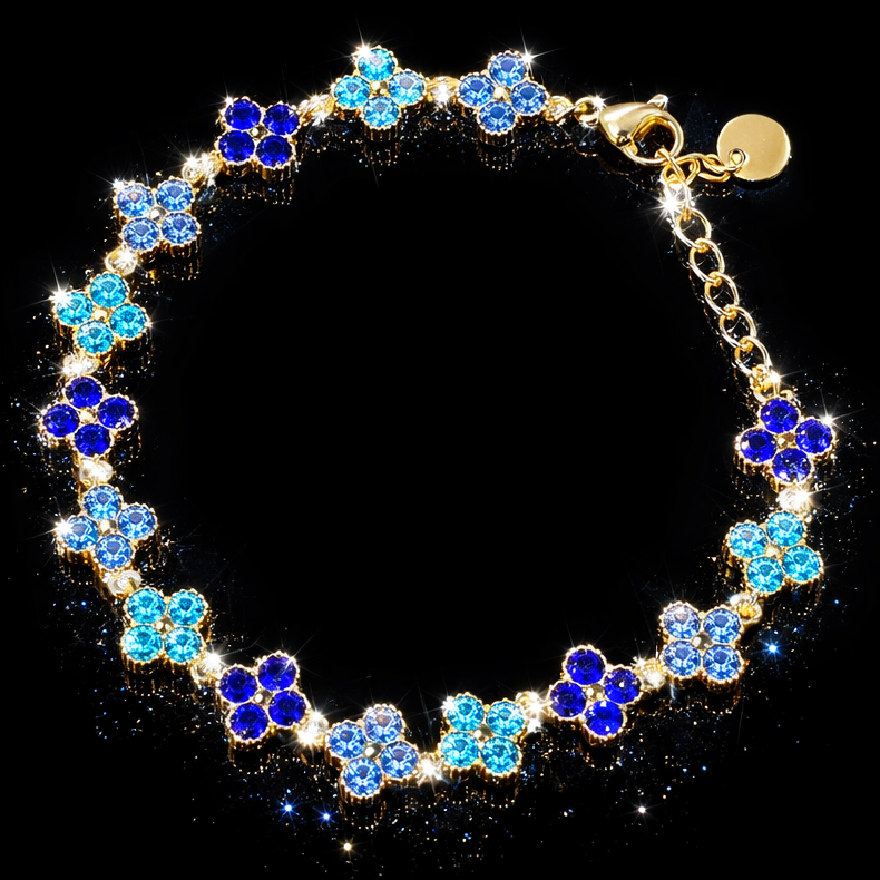Bracciale Cristal Flower Gold Blue