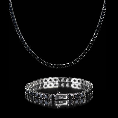 Collana Tennis Nera + Bracciale Tennis Nero - Preziosi Milano 
