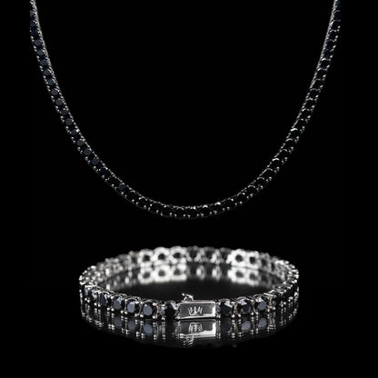 Collana Tennis Nera + Bracciale Tennis Nero - Preziosi Milano 