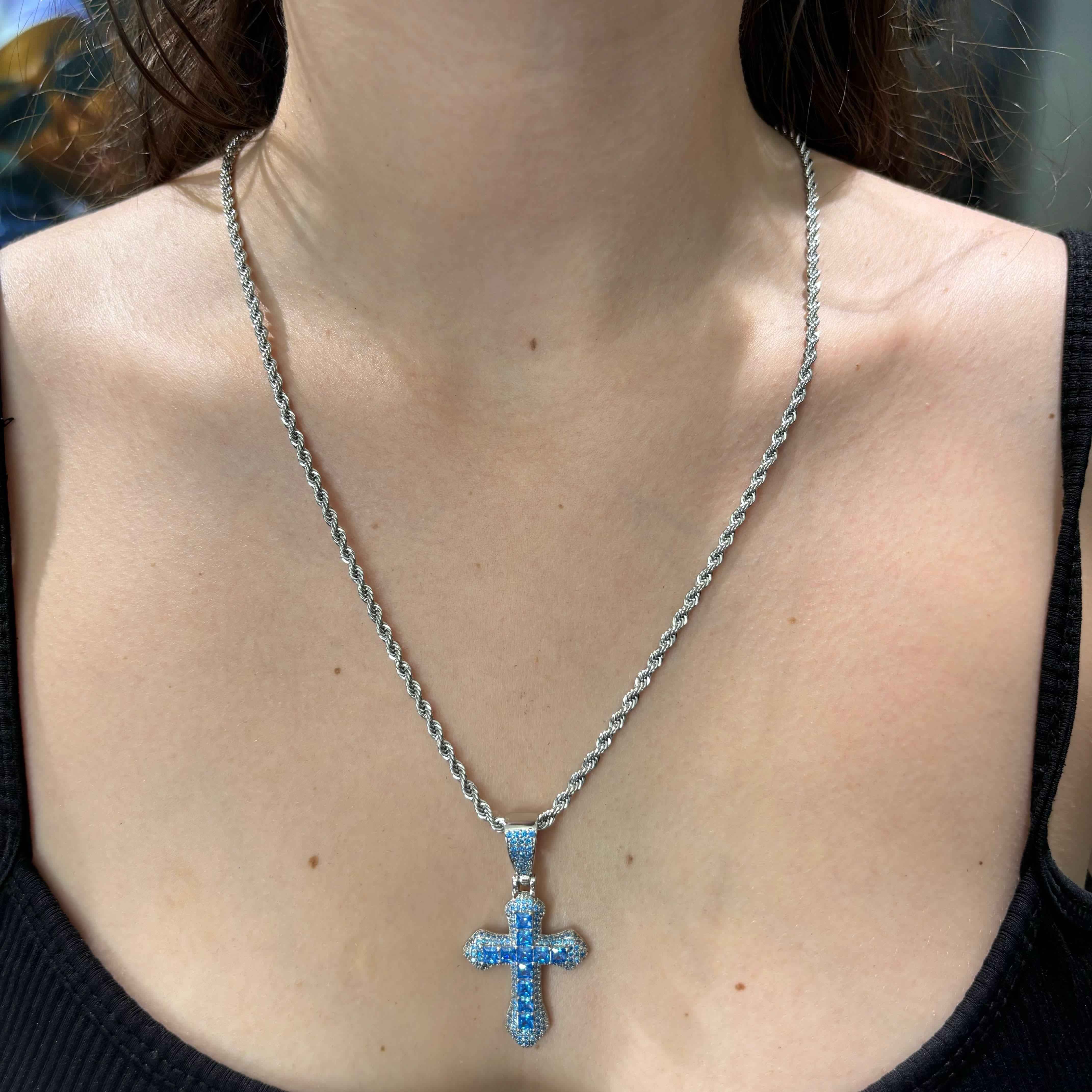 Ciondolo Croce Blu Acqua - Preziosi Milano 