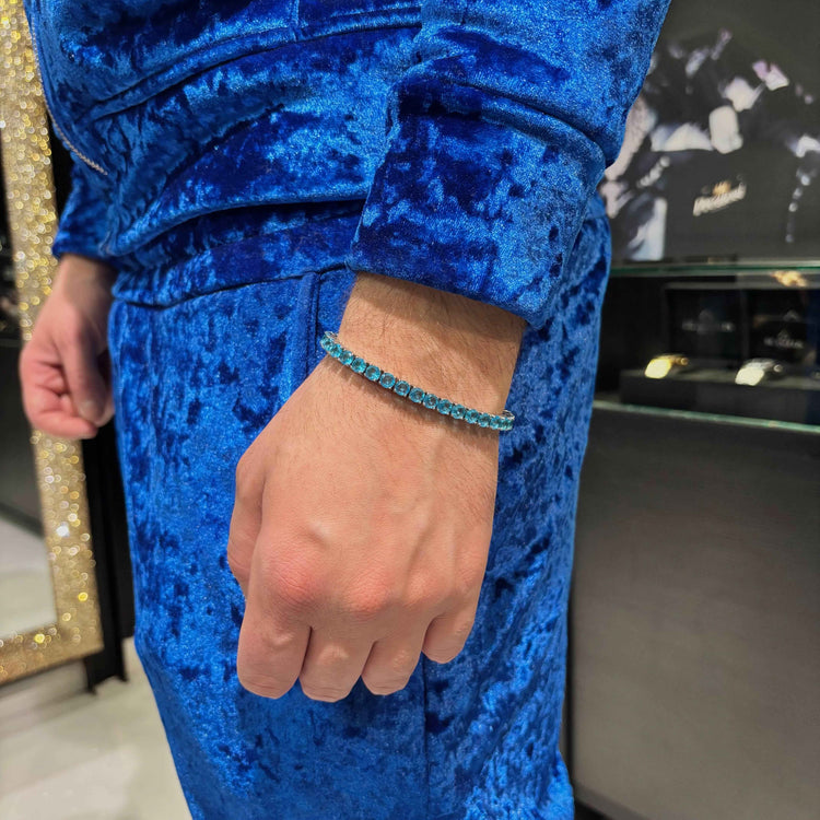 Collana Tennis Azzurra + Bracciale Tennis Azzurro - Preziosi Milano 