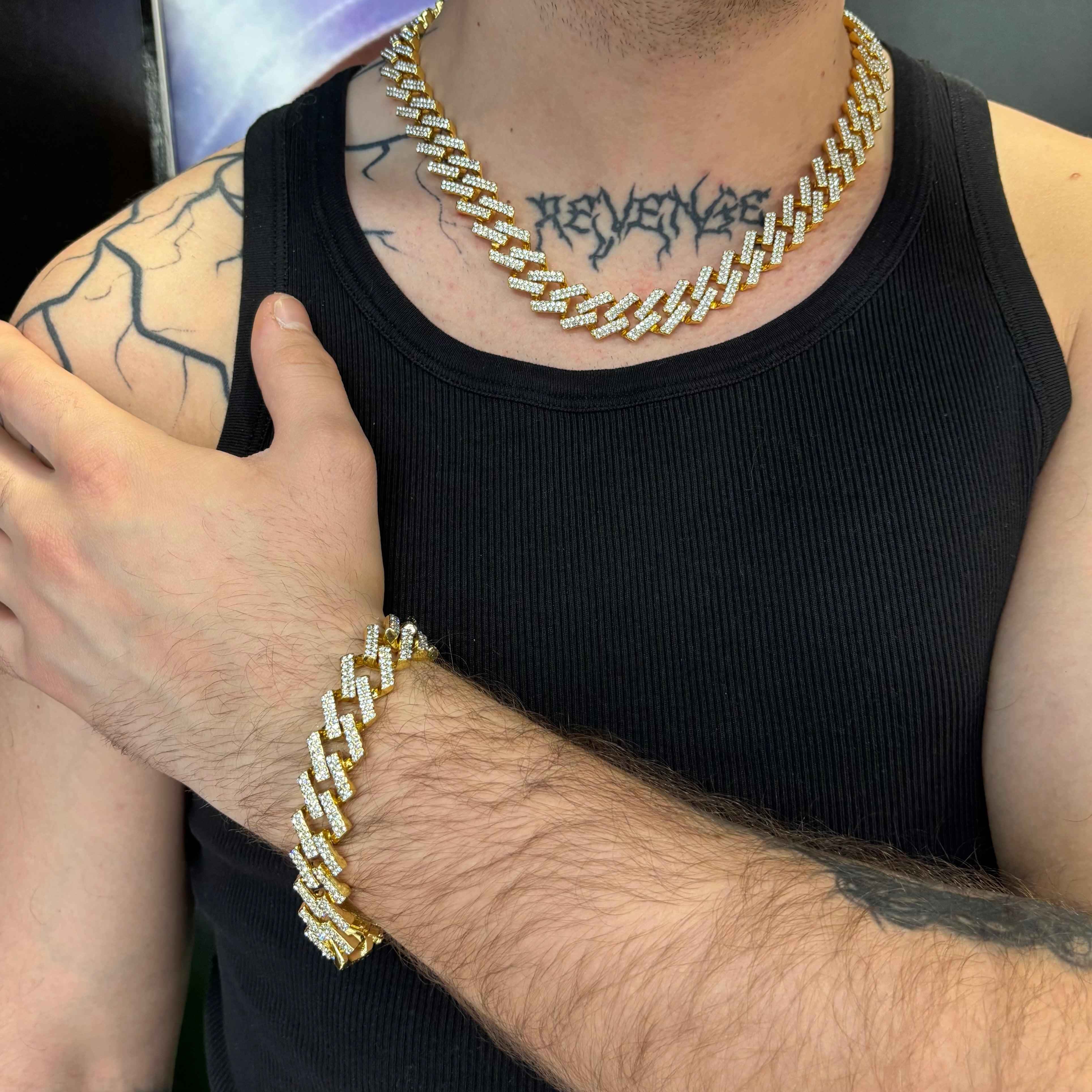 Collana Ice Trap Oro + Bracciale Ice Square Oro - Preziosi Milano 