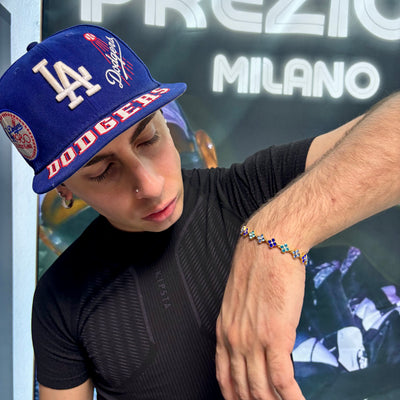 Bracciale Cristal Flower Gold Blue